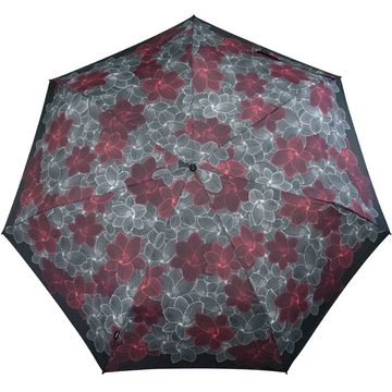 Knirps® Taschenregenschirm leichter, kompakter Schirm mit Auf-Zu-Automatik, schönes Design für Damen - Blüten-Muster Stellar