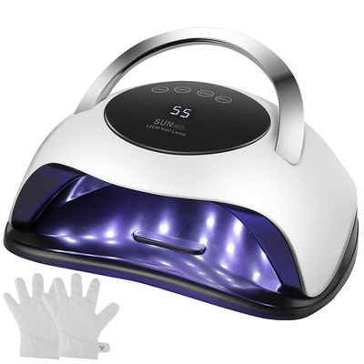 iscooter Lichthärtungsgerät 120W UV Lampe für Gelnägel,10/30/60/90S Timer Nageltrockner Nagellampe, mit ein Paar Handschuhe, Infrarot Sensor, Touchscreen und Auto-Sensor