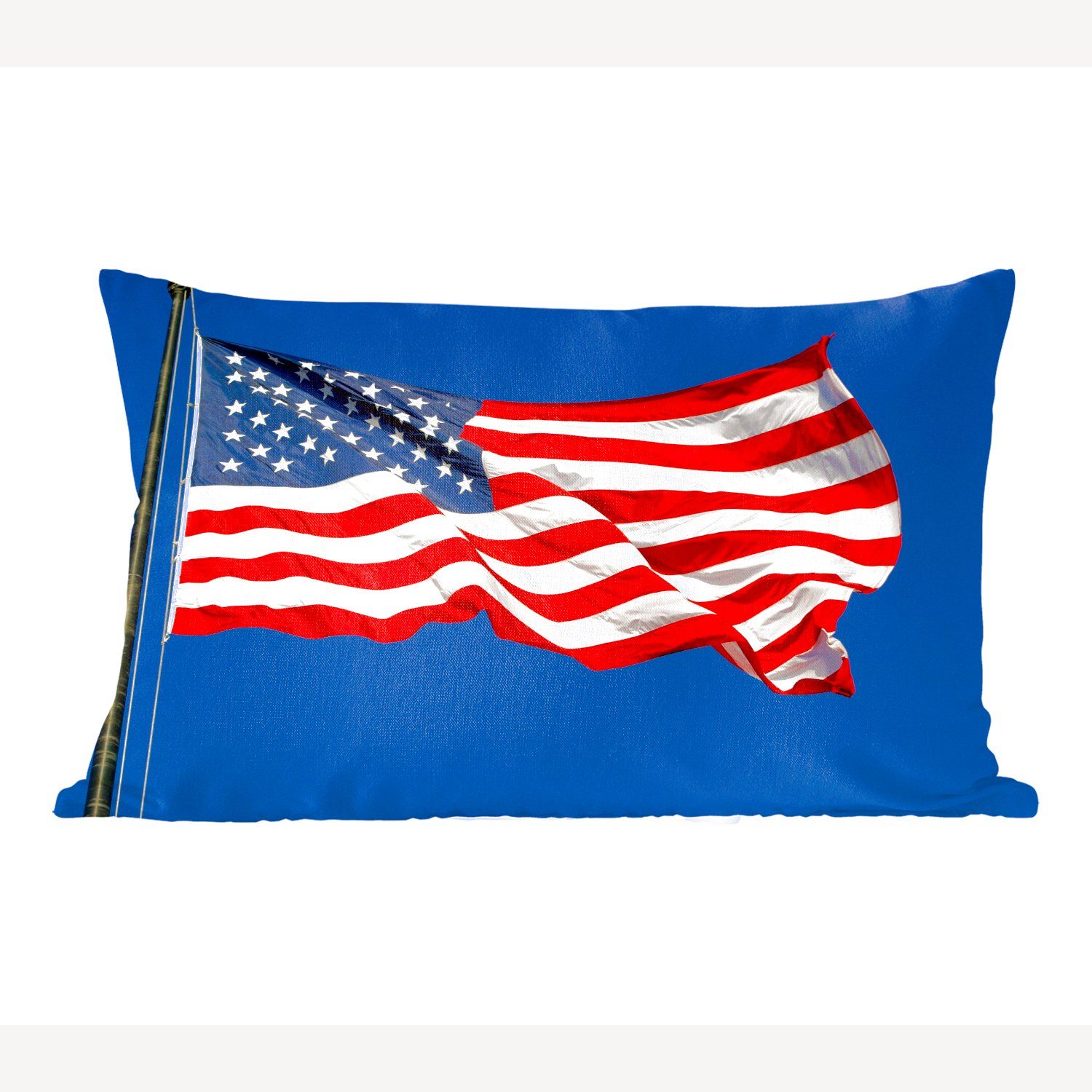MuchoWow Dekokissen Hissende Flagge der Vereinigten Staaten, Wohzimmer Dekoration, Zierkissen, Dekokissen mit Füllung, Schlafzimmer