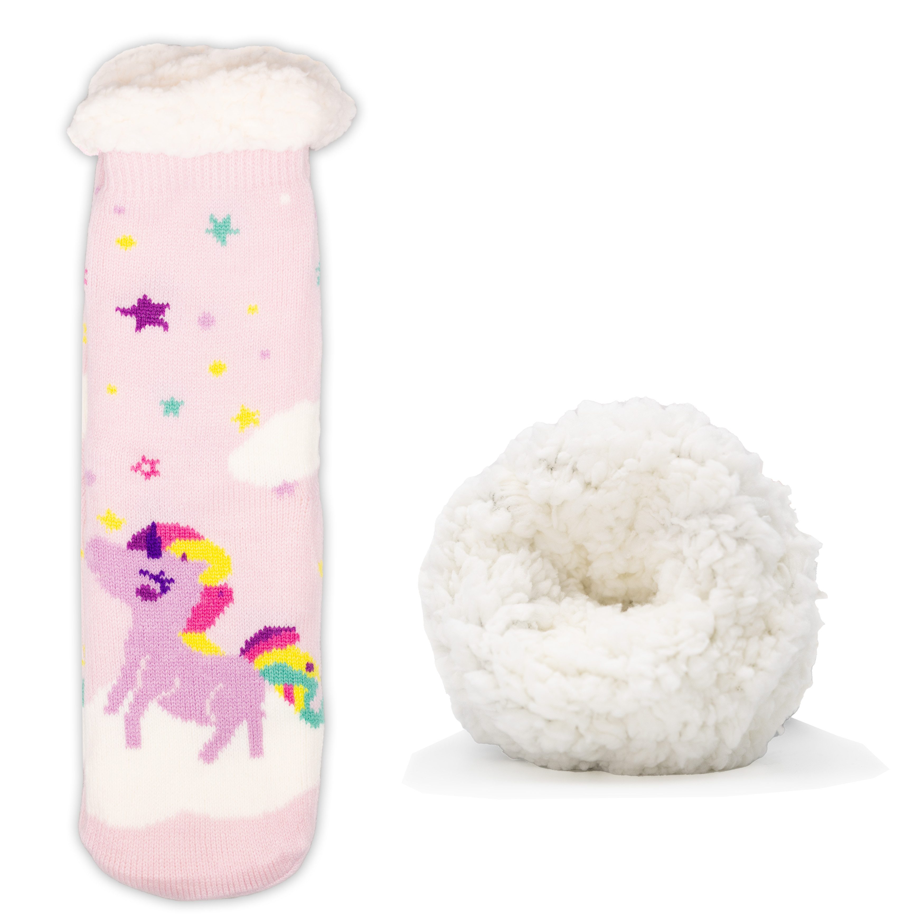 Frostfighter Haussocken Damen Hüttensocken mit ABS Stoppersohle (1-Paar) Hüttenschuhe, Wolkenfutter, dicke sehr warme gefütterte Socken
