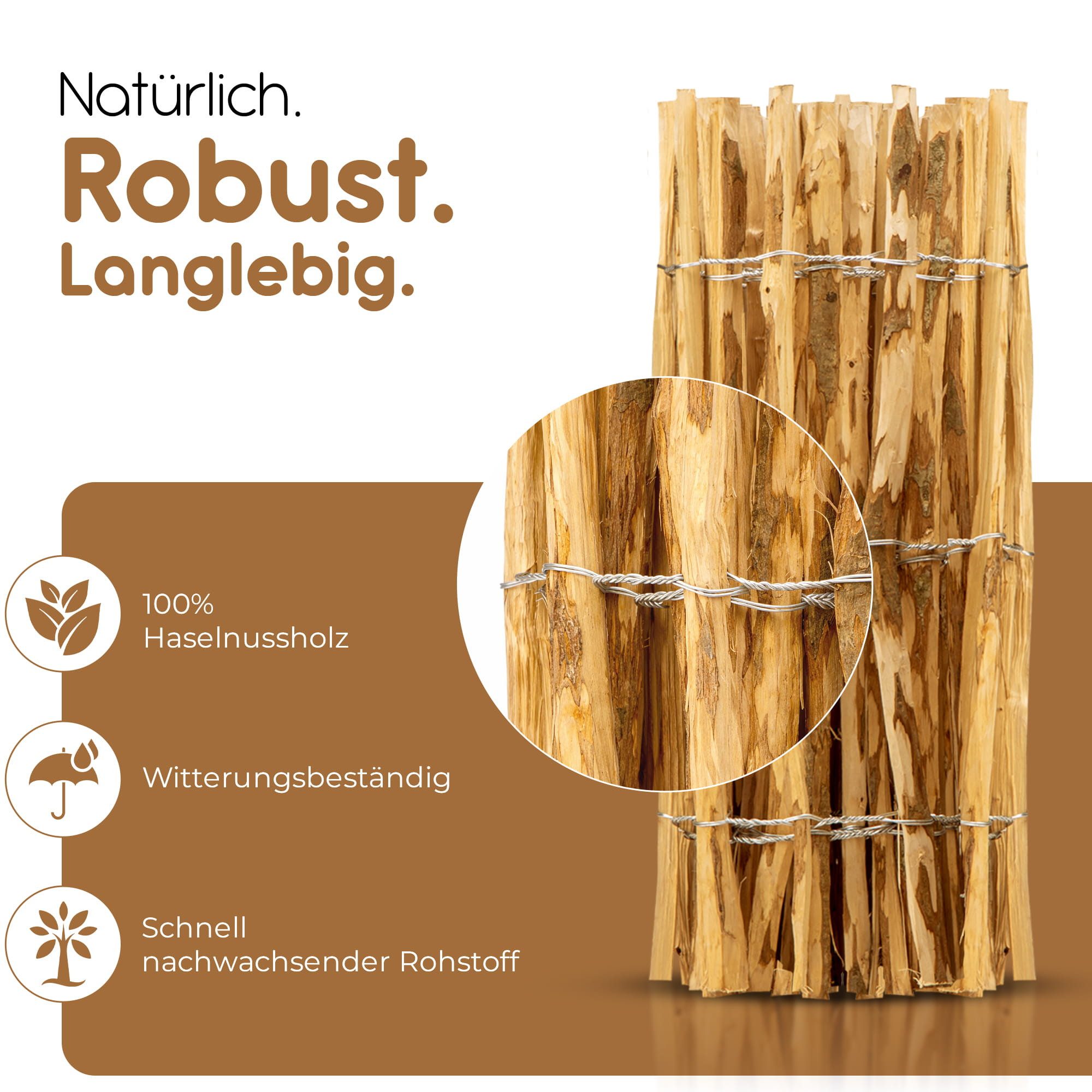 BooGardi Staketenzaun Gartenzaun Jägerzaun Teichzaun Holzzaun Bauernzaun 50 cm hoch, (50cm x 5m · Lattenabstand 3-5cm · 14 Größen), Holz-Zaun Garten Gartenzaun  – Bild 5 von 5