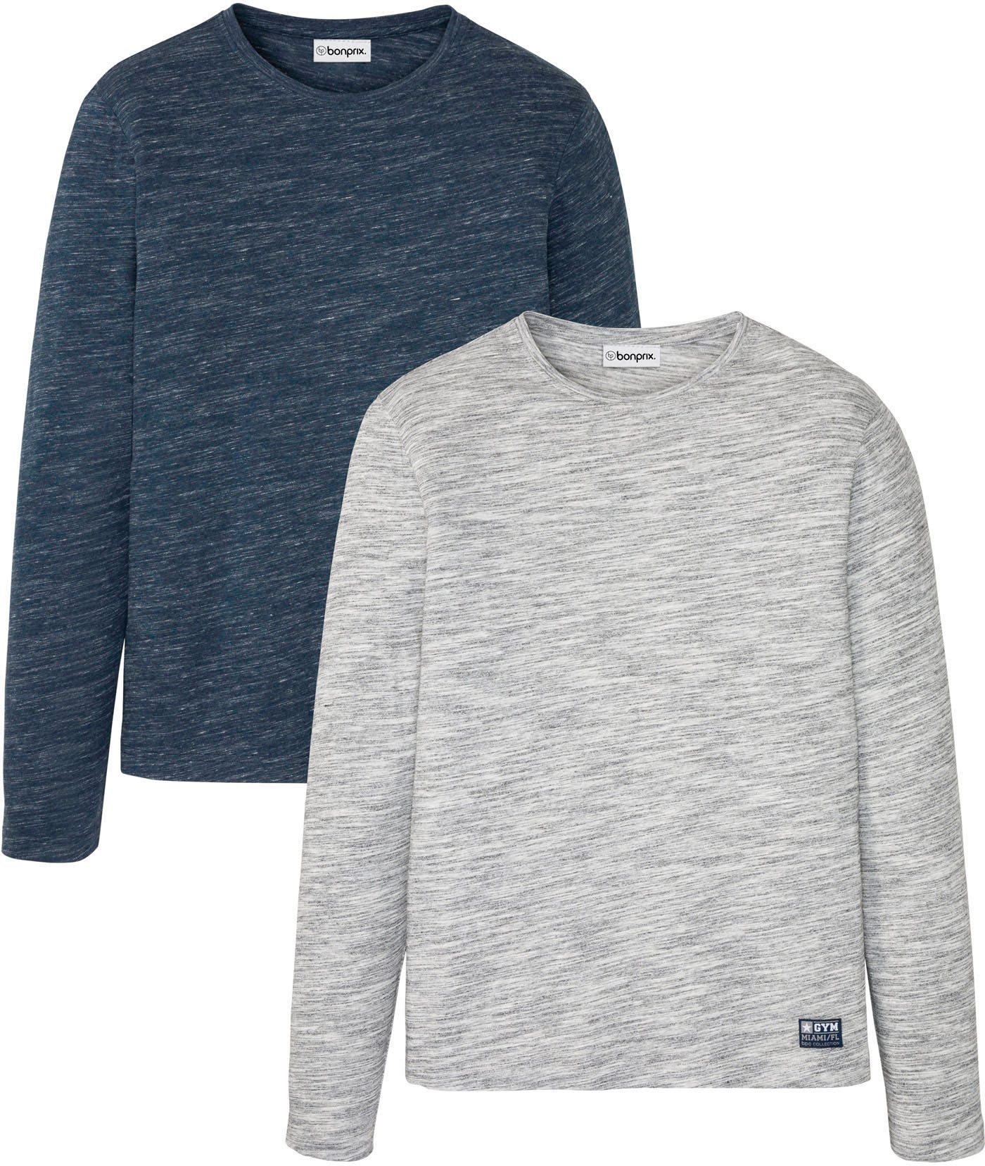 bonprix Langarmshirt (Packung, 2-tlg) regular fit Passform, Rundhalsausschn günstig online kaufen