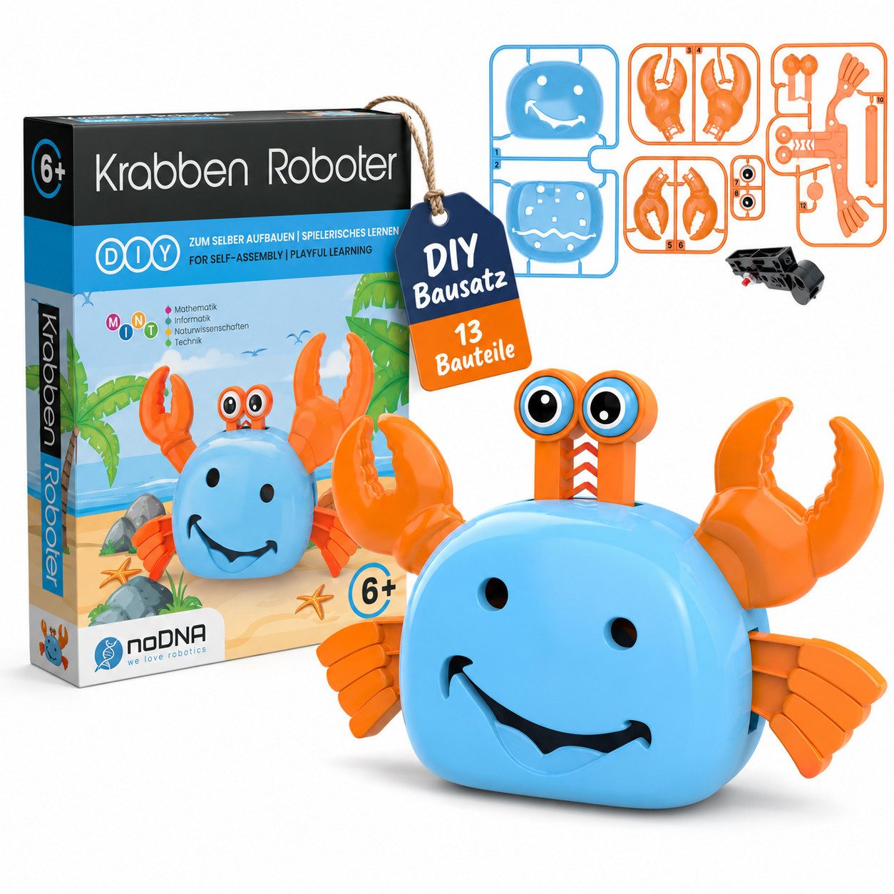 noDNA We love robotics Robotertier Krabben Roboter, ab 6 Jahren, DIY Roboter Spielzeug, Roboter Bausatz für Kinder ab 6 Jahren