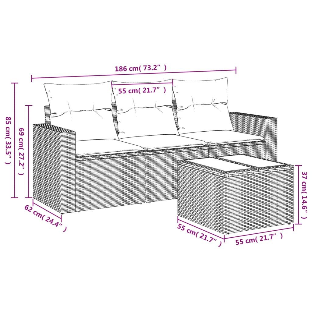 vidaXL Gartenlounge-Set 4-tlg. Garten-Sofagarnitur mit Kissen günstig online kaufen