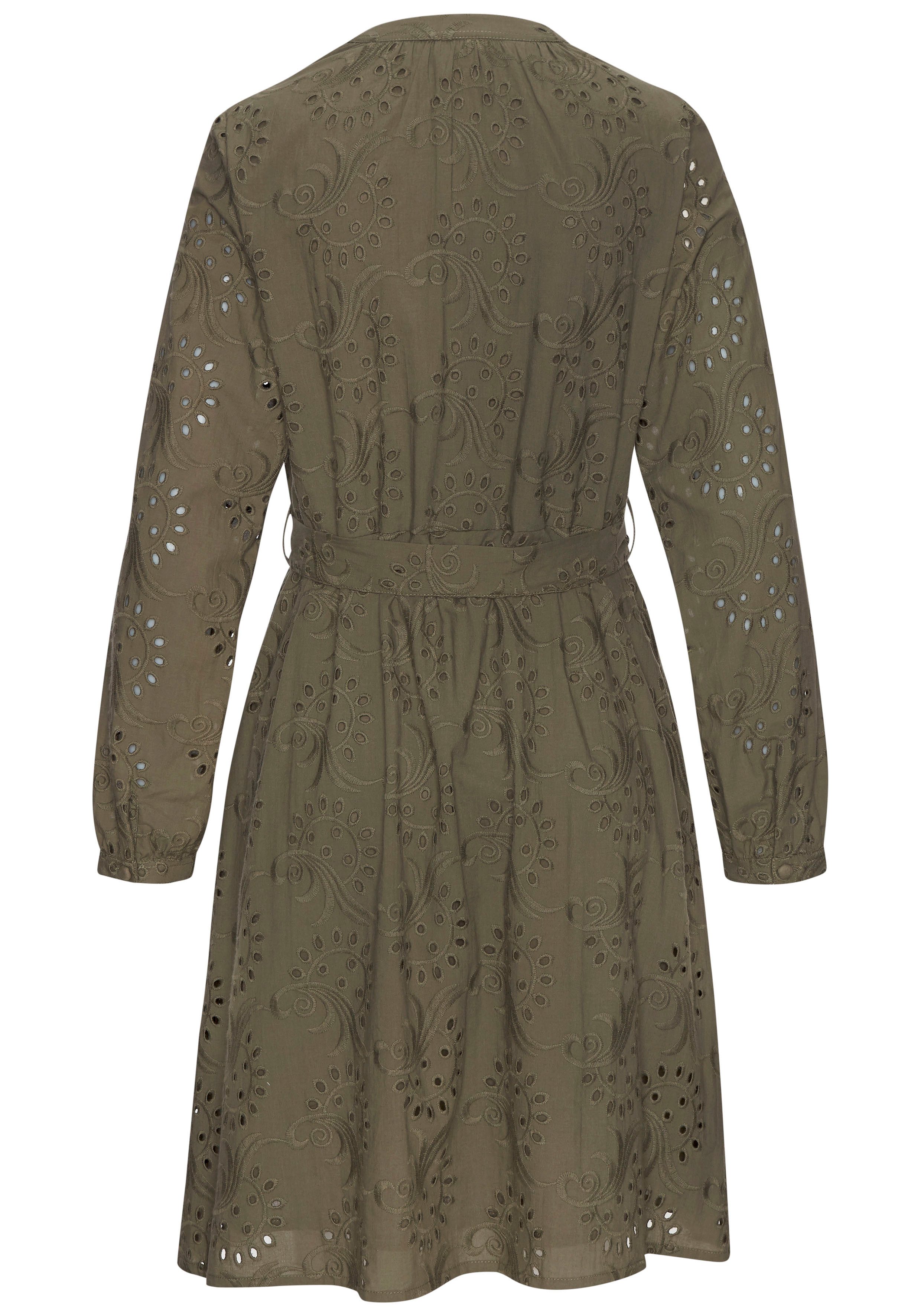 LASCANA Blusenkleid (mit Bindegürtel) und Lochstickerei, günstig online kaufen