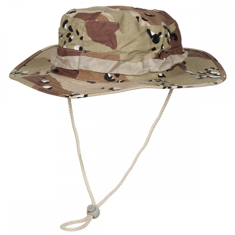 MFH Outdoorhut US GI Buschhut Kinnband,6 Frb. desert, GI Boonie, Rip Stop - XL (Packung) umlaufende Schlaufen