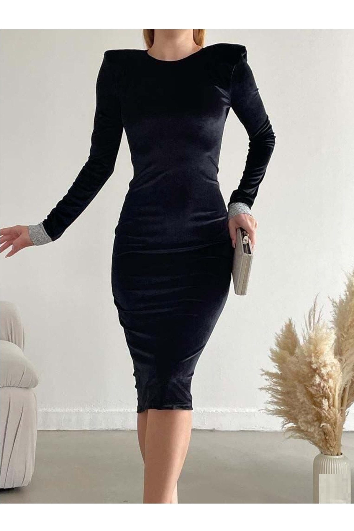 WOMAN VISION Midikleid Schwarzes Midikleid mit günstig online kaufen