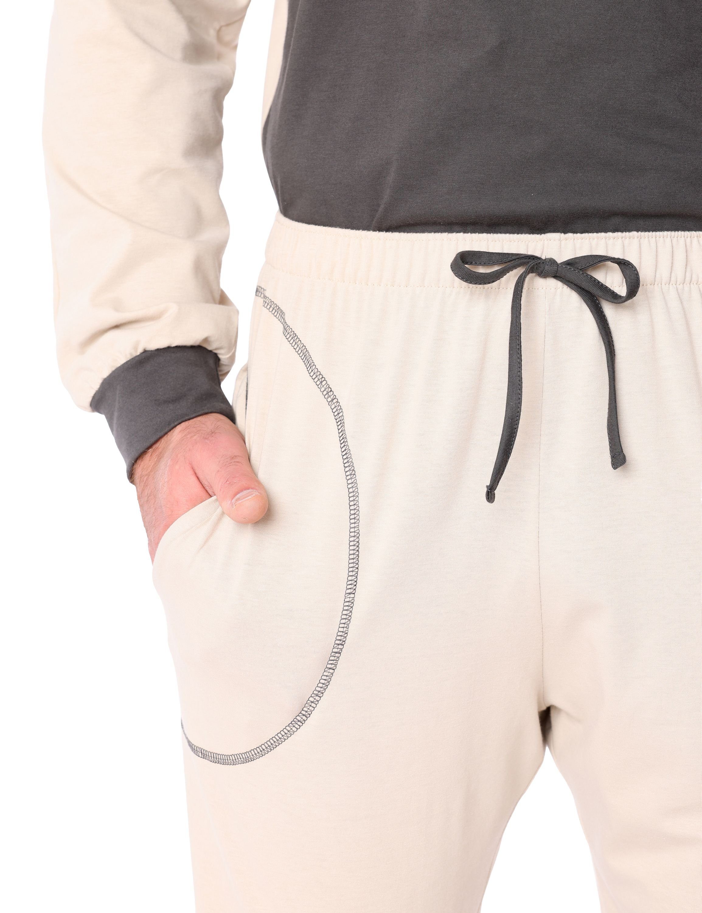 Ladeheid Schlafanzug aus Beige LA40-239 Schlafanzug Herren mit Baumwolle ohne Mops Kapuze Tierkostüm