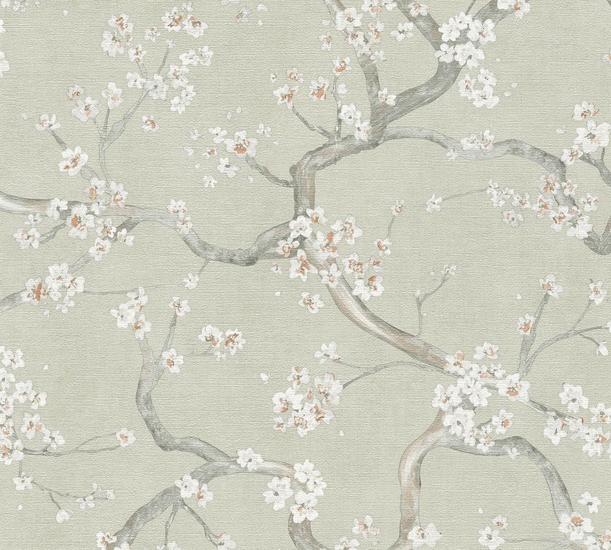 living walls Vliestapete Satintapete, Floral, grün günstig online kaufen