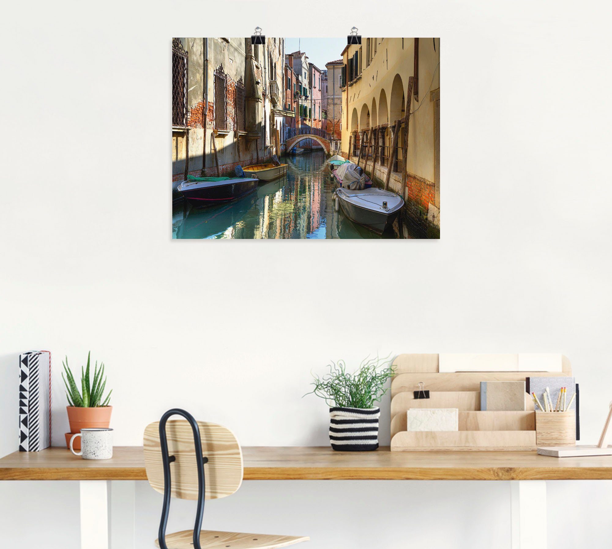 Boote (1 Venedig, in Leinwandbild, versch. St), Wandbild als Artland in Wandaufkleber Kanal Poster auf Italien Größen Alubild, oder