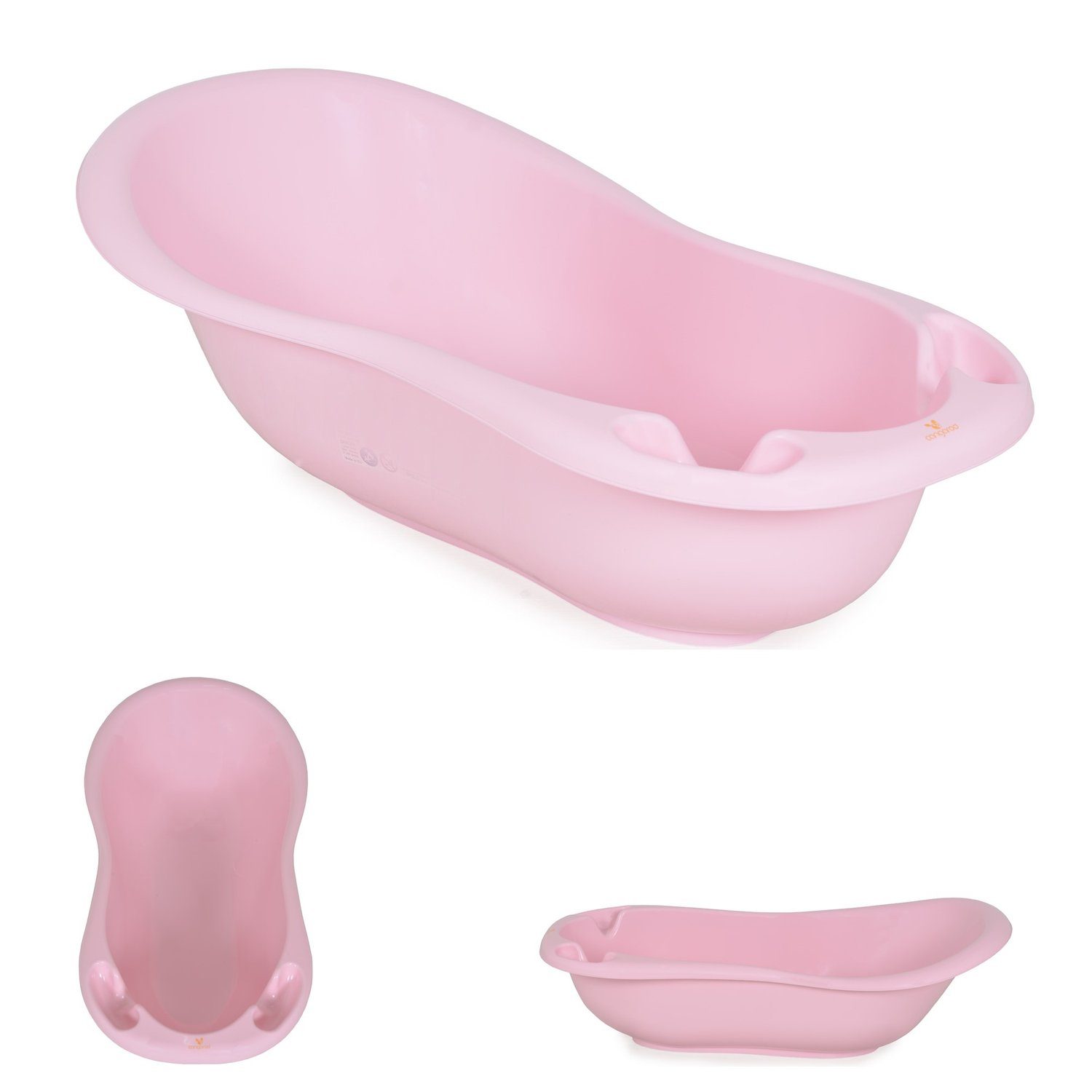 Cangaroo Babybadewanne Baby Badewanne Basic 100 cm, rutschfest, Ablagemöglichkeit Wasserablauf rosa