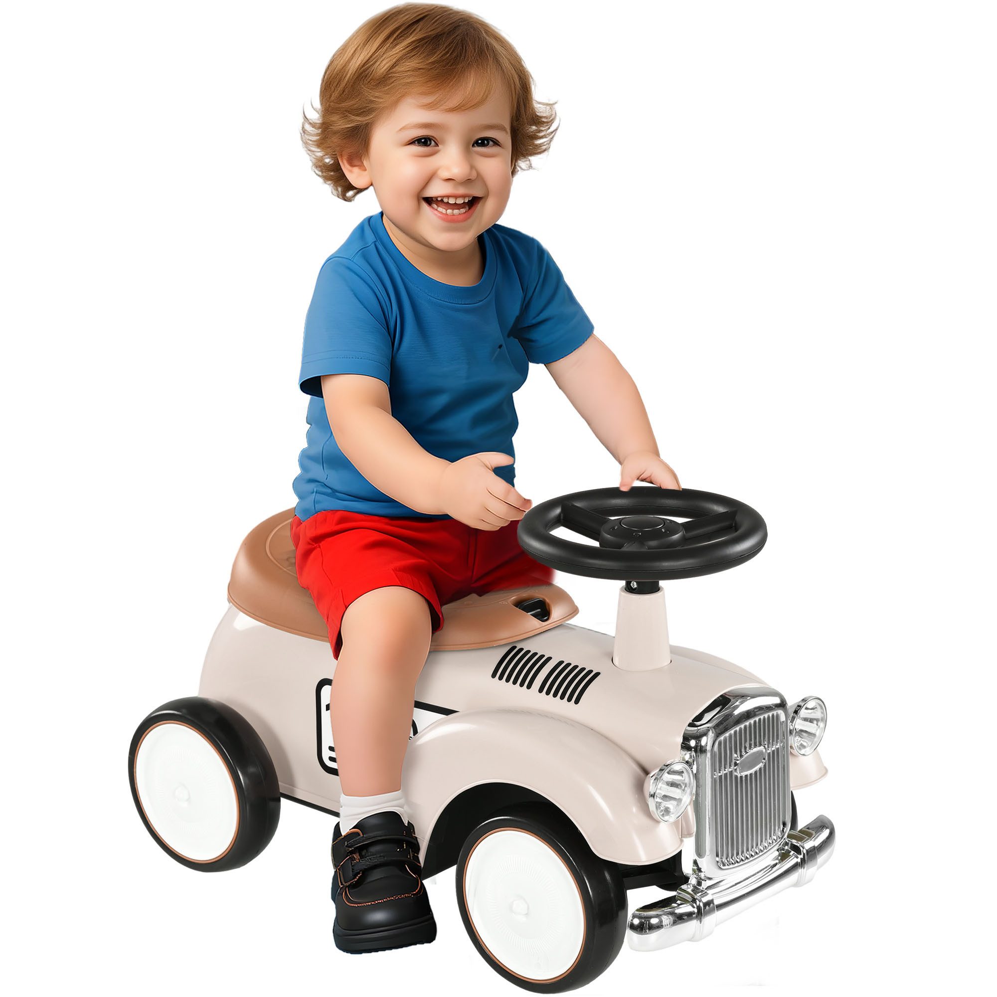 AIYAPLAY Rutscher Kinderfahrzeug mit Stauraum und Kippschutz, (Rutscherfahrzeug, 1-tlg., Kinder Rutschauto), Creme, 58 x 27 x 35 cm