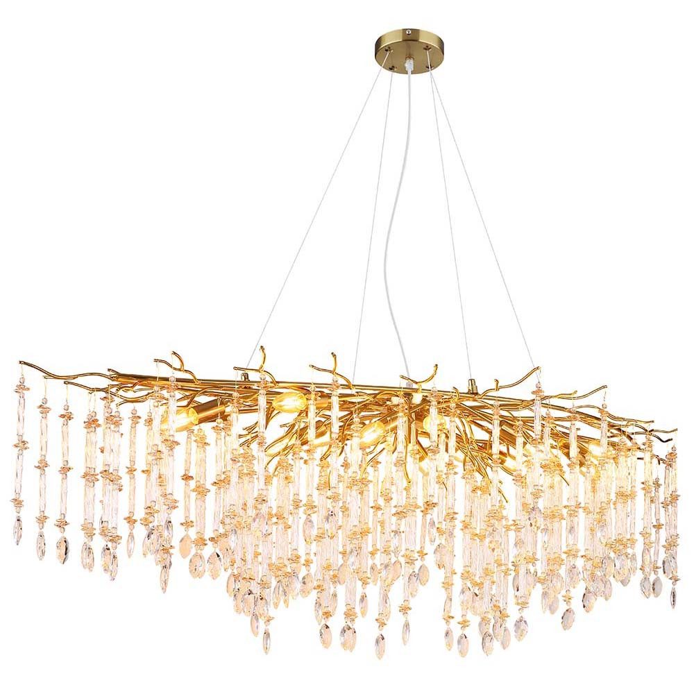 GLOBO LIGHTING Люстри, Leuchtmittel nicht inklusive, Luster Люстри Pendelleuchte Hängelampe gold Glaskristalle klar