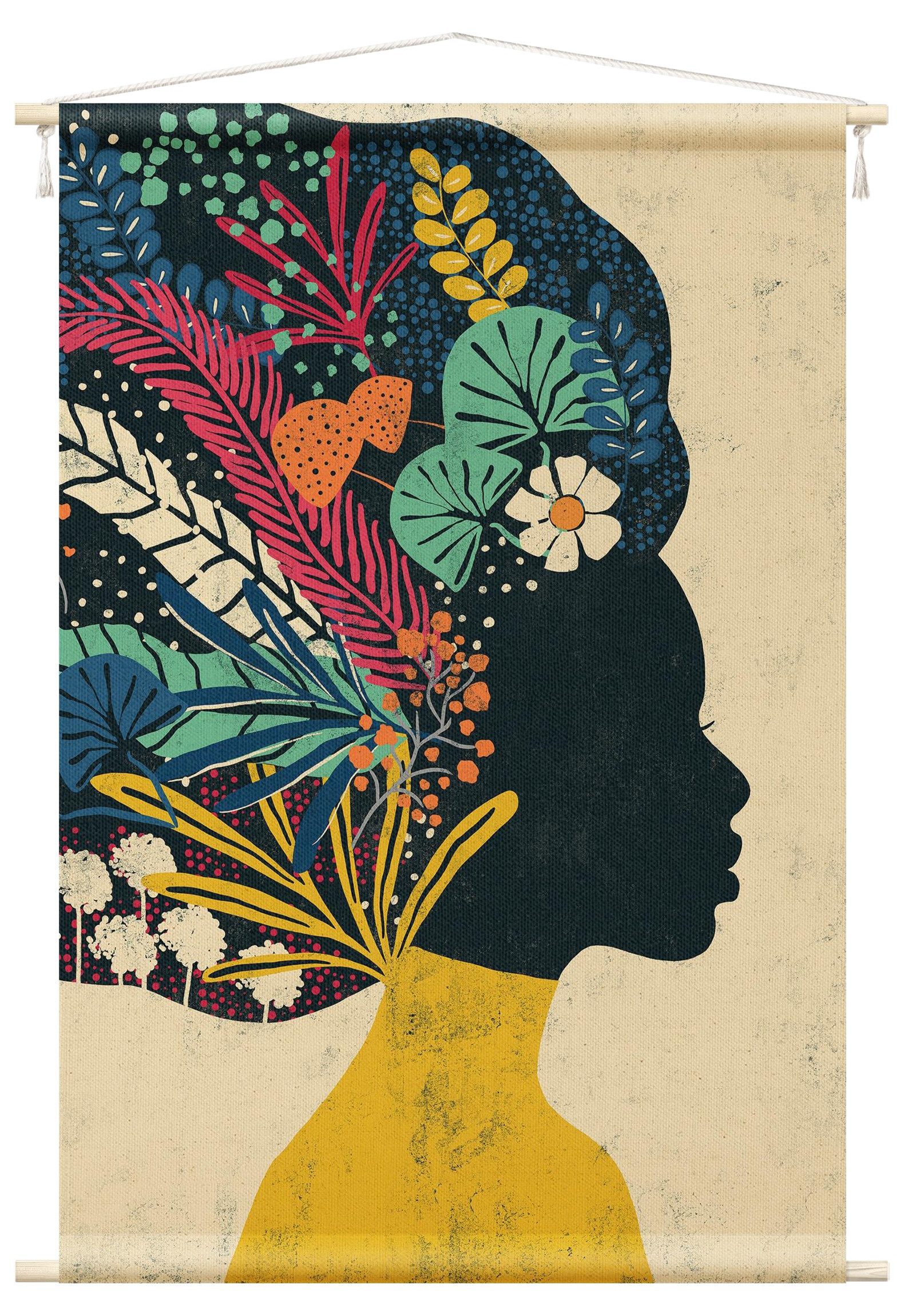 Wandteppich modern Blumen Blumenafro bunt