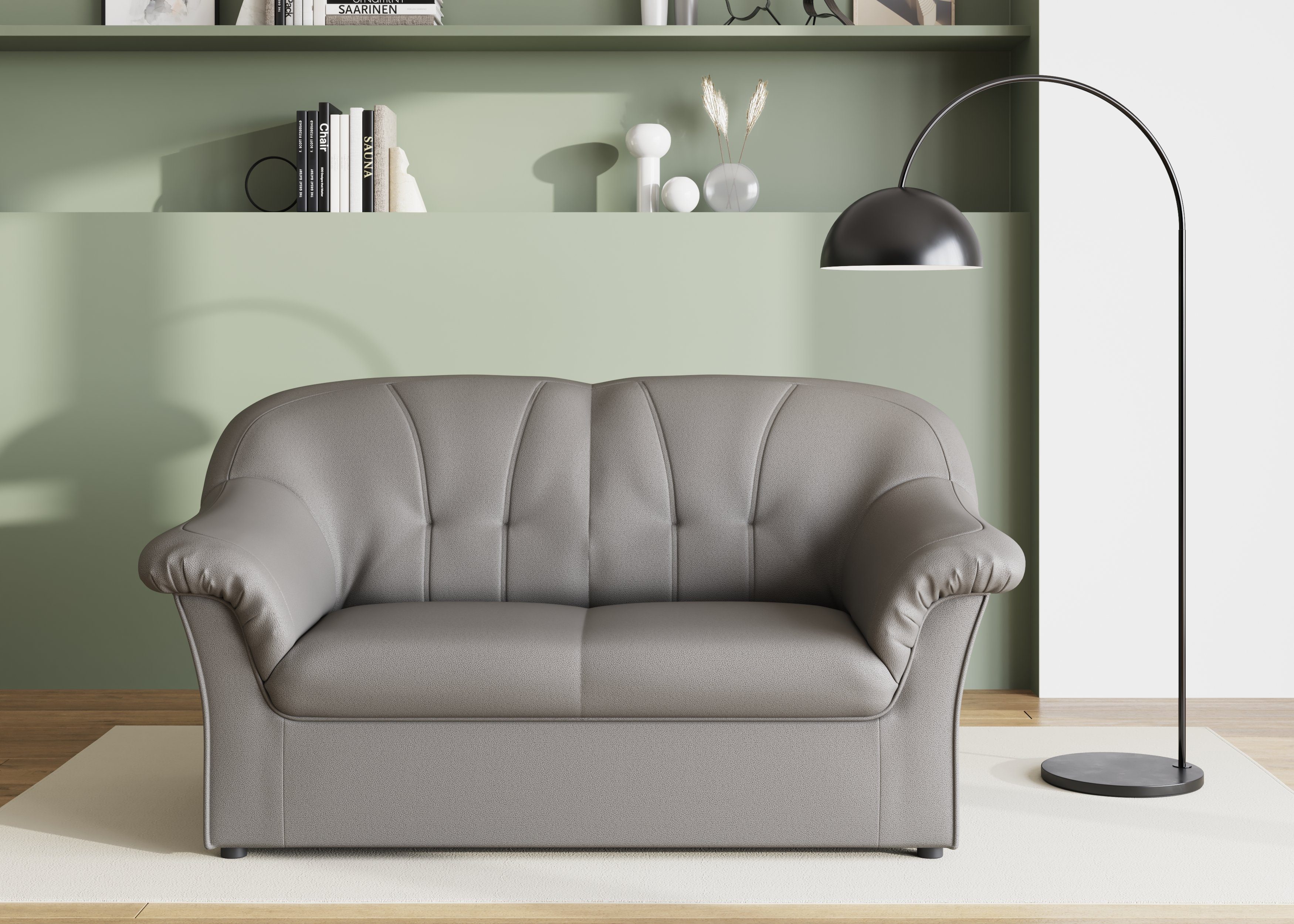 DOMO collection 2-Sitzer Pegnitz für kleine Räume, Breite 155cm, zeitlos, elegante Armlehnen, komfortabel