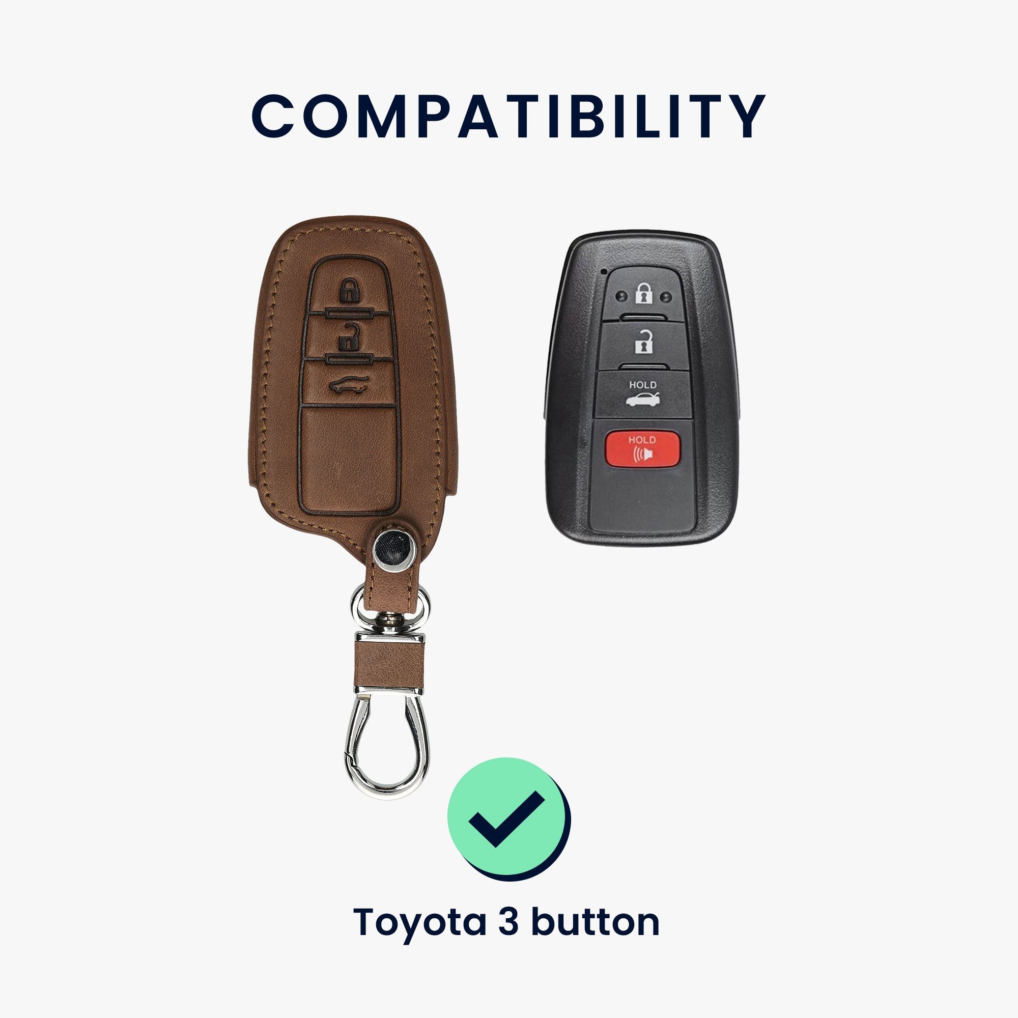 Schlüsseltasche Kunstleder für Hülle Schlüssel Cover Case Autoschlüssel Schlüsselhülle kwmobile Toyota, Dunkelbraun