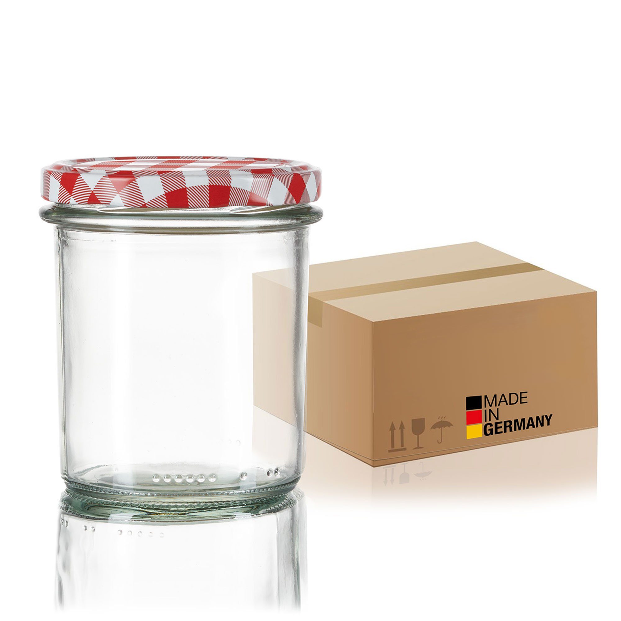BigDean Einmachglas 350ml Sturzgläser Einkochgläser TO 82 Made in Germany, Glas, (Set, 24-tlg., Einmachgläser), Set aus 24 Gläsern + Deckel