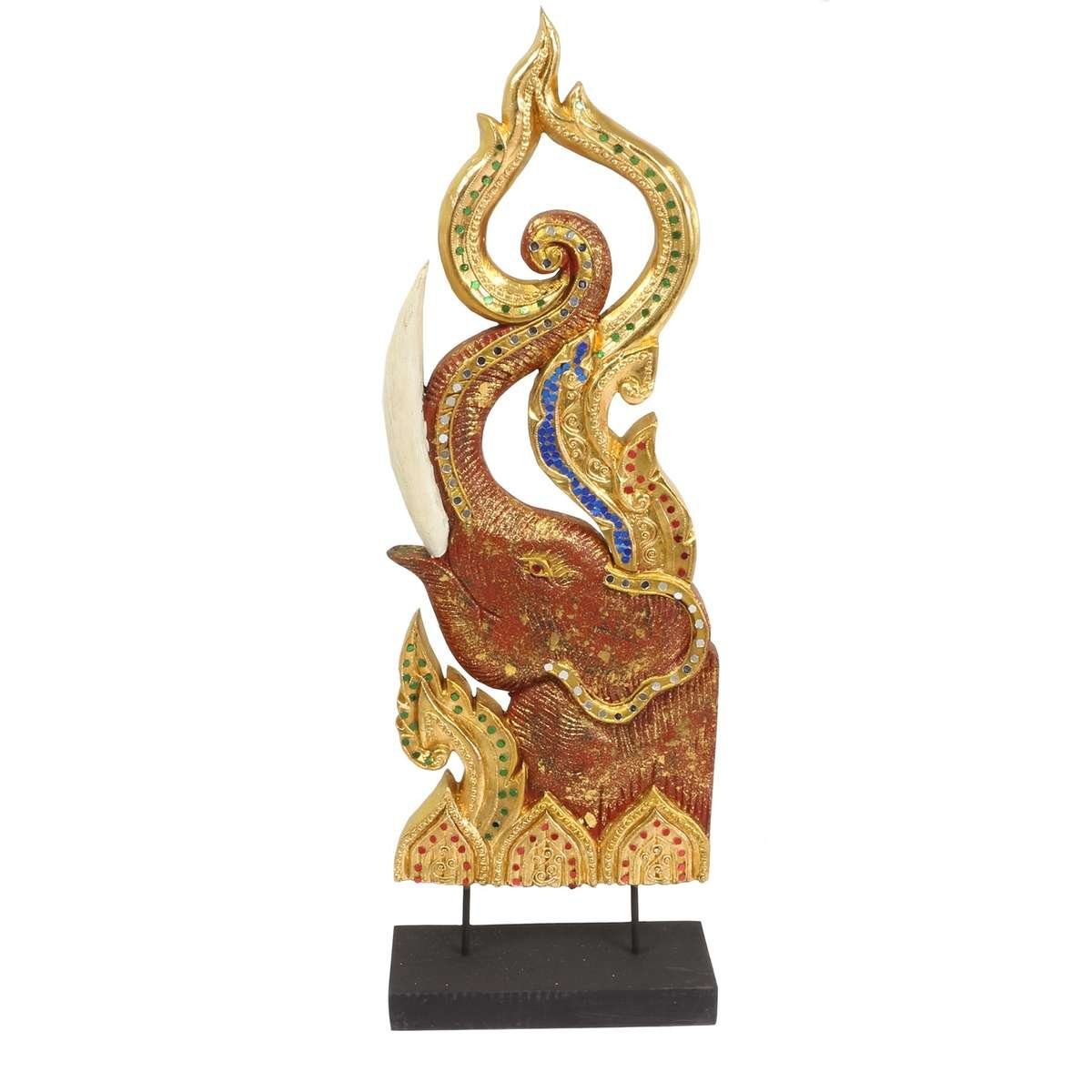 im Galerie Elefant Herstellung rot in Oriental (1 links Handarbeit St), traditionelle 72 Ursprungsland cm Skulptur Dekofigur