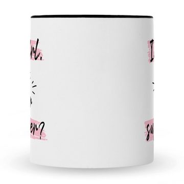 GRAVURZEILE Tasse mit Spruch - I'm a girl, Keramik, Farbe: Schwarz & Weiß