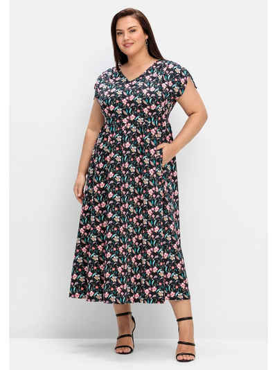 Sheego Maxikleid Große Größen mit Blumenprint und weitem Rock