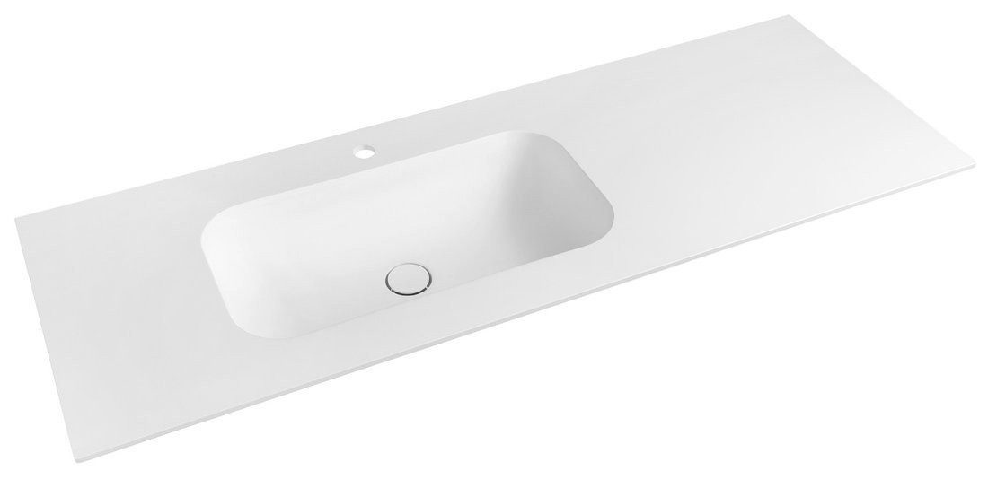 Sapho Waschtisch TREOS Waschtisch 131,6x51,3 cm, Rockstone, links, weiß matt, Sapho-TS132-0101-L