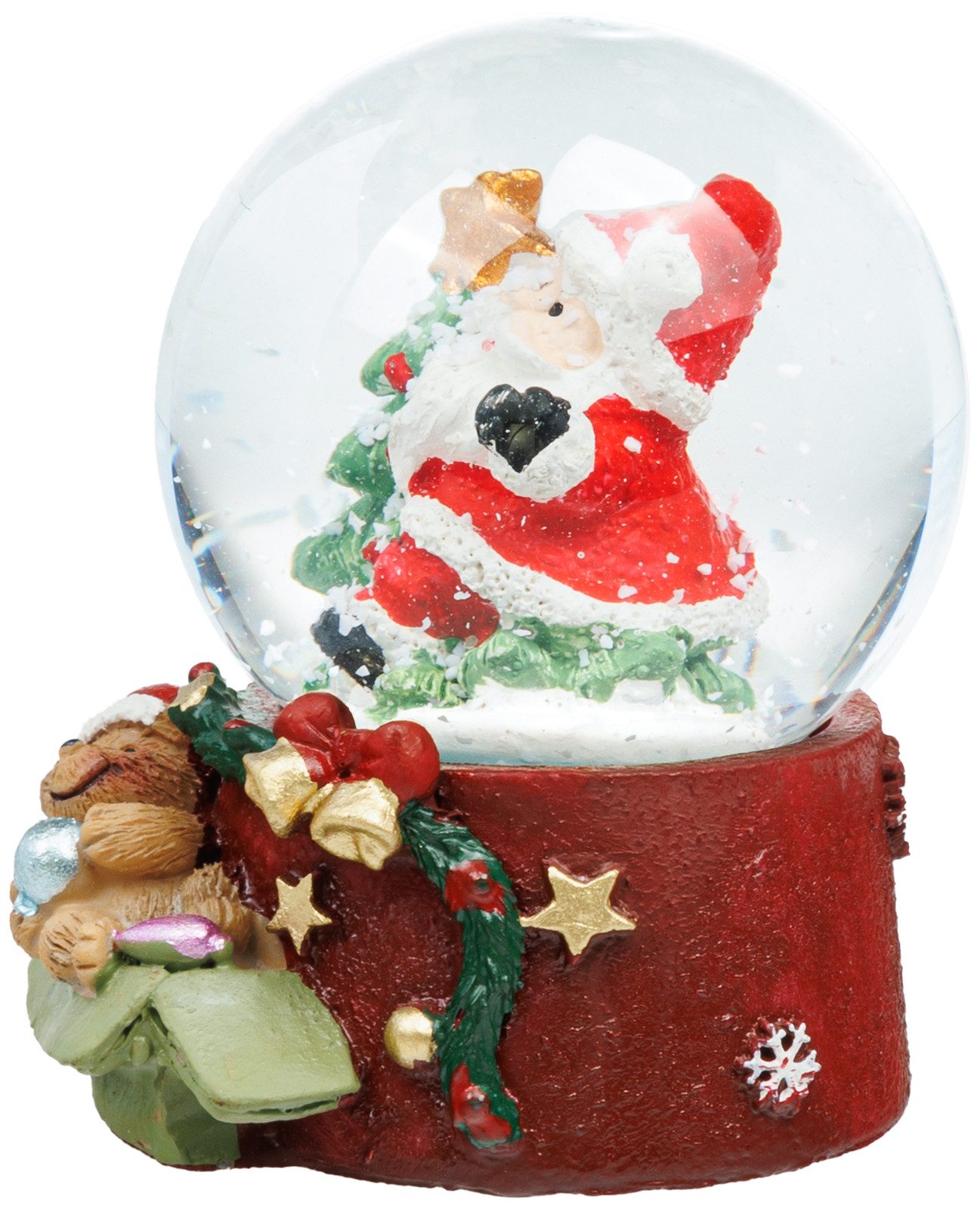 SIKORA Schneekugel SK41 Kleine Glas Schneekugel für Kinder Weihnachtsmann mit Bär D:45mm