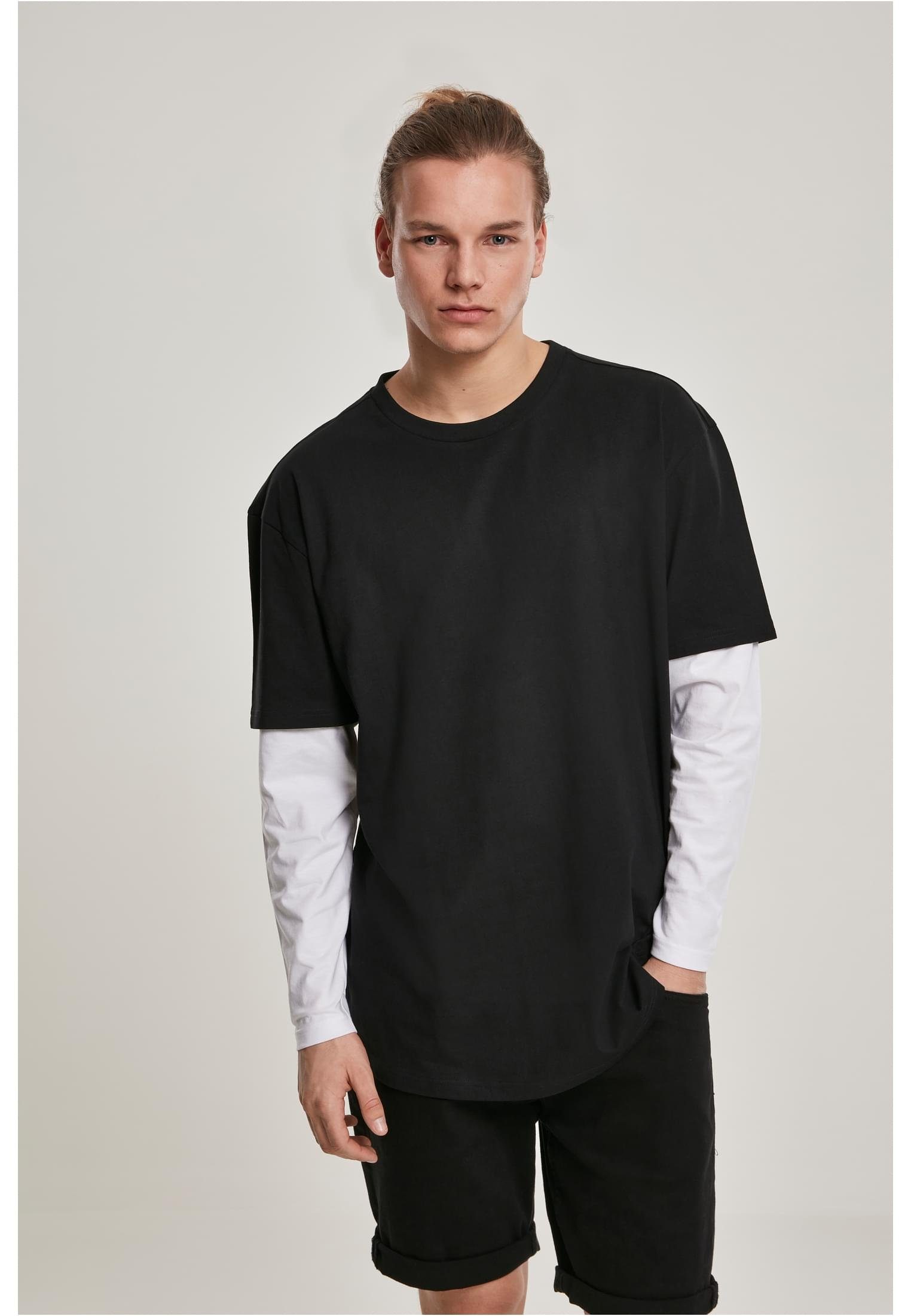 URBAN CLASSICS T-Shirt Herren Oversized Shaped Double Layer LS Tee (1-tlg) black/white