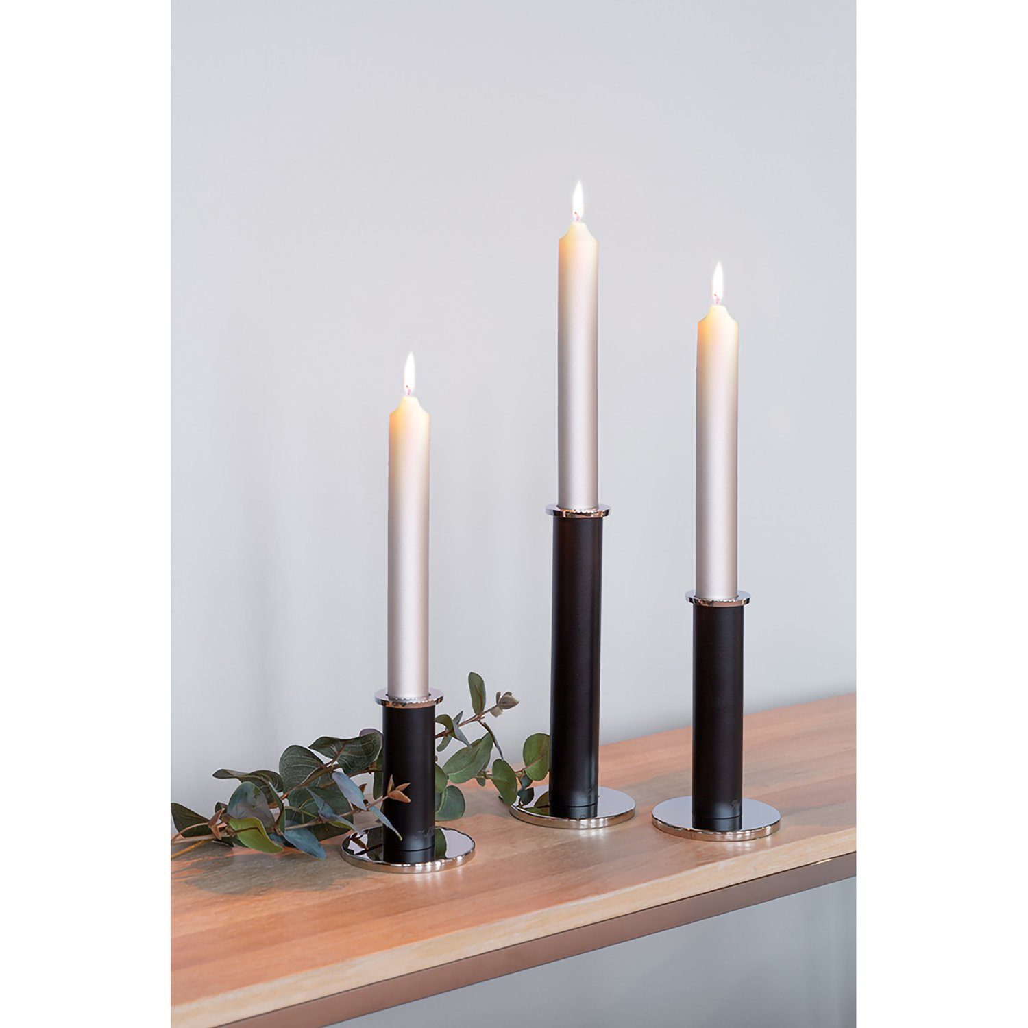 Fink Kerzenleuchter STRATO Leuchter - H. 18cm - schwarz/silber - Aluminium/Edelstahl/Eisen (Kandelaber - Armleuchter), Moderner Kerzenständer Kerzenhalter Lichterhalter Lichtträger Design