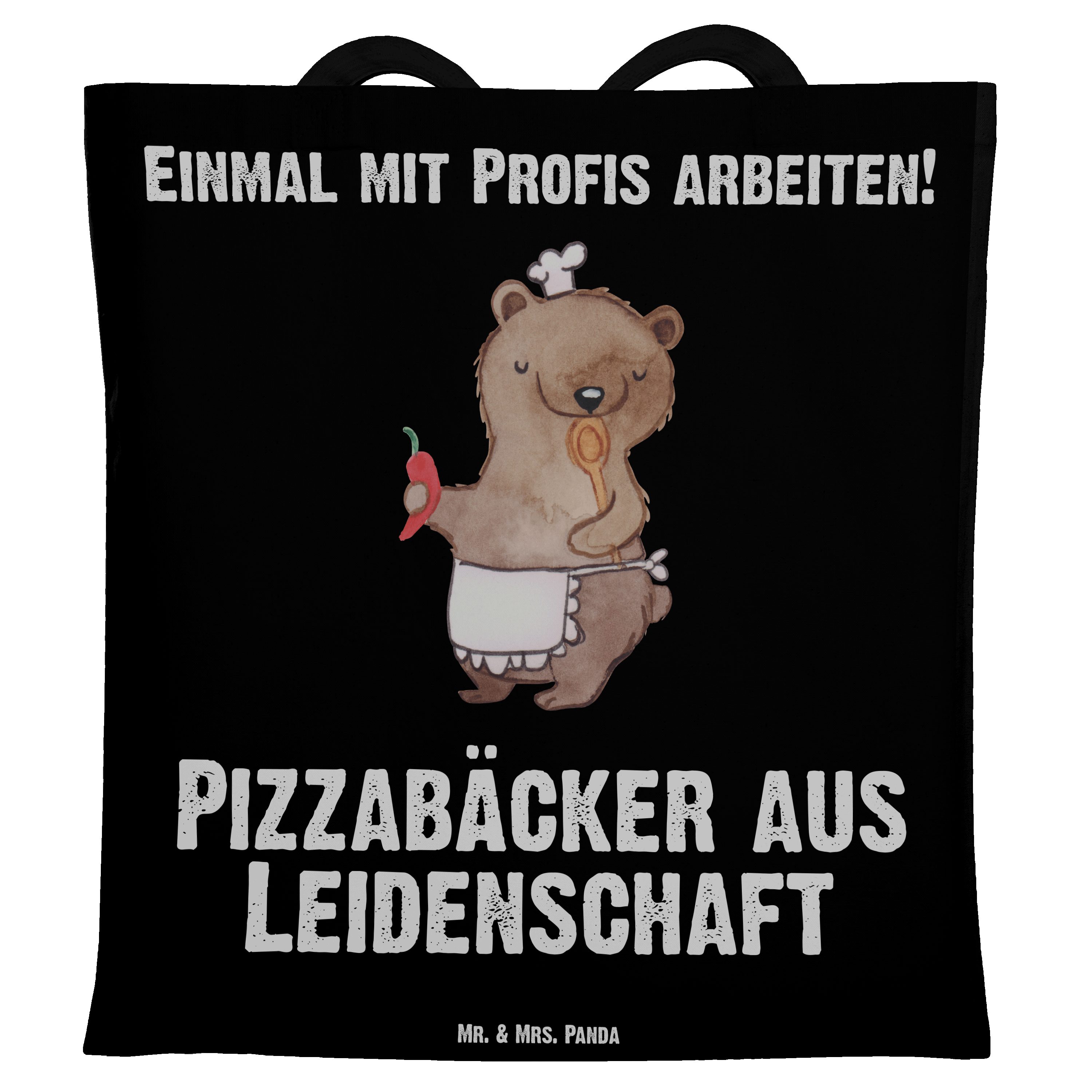 Mr. & Mrs. Panda Tragetasche Pizzabäcker aus Leidenschaft - Schwarz - Geschenk, Beutel, Einkaufsta (1-tlg)