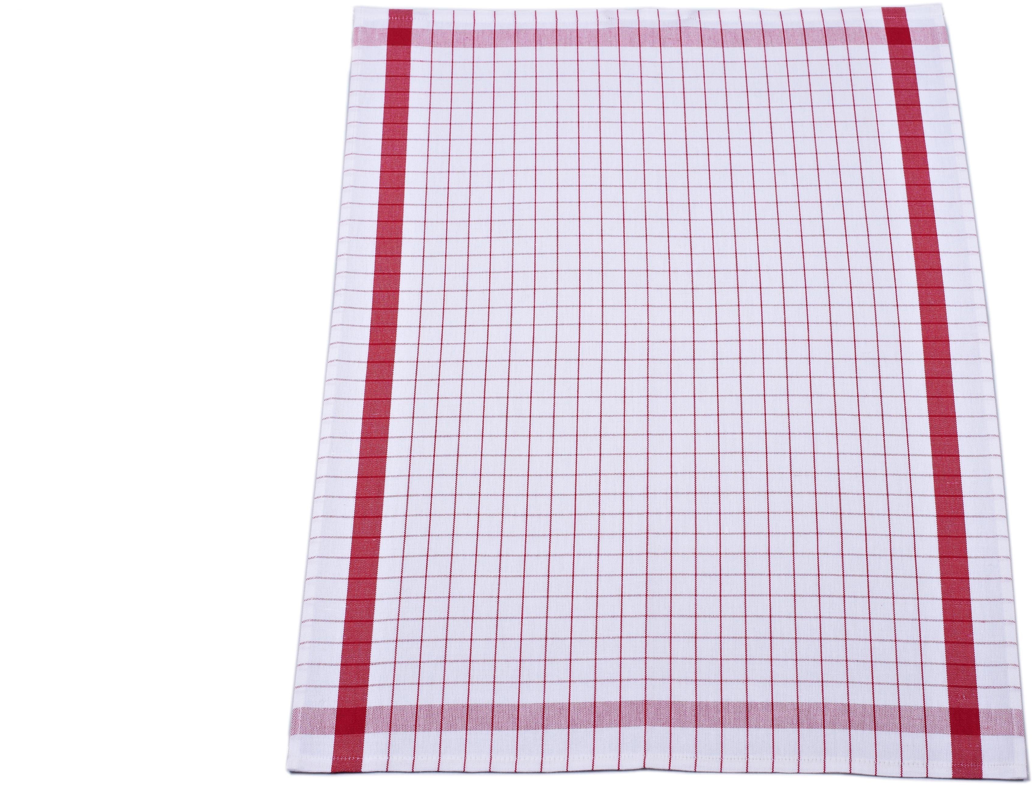 ROSS 50% 50x70 cm rot Geschirrtuch Exclusiv, 50% Karofond, (Set, Leinen, Baumwolle, 3-tlg),