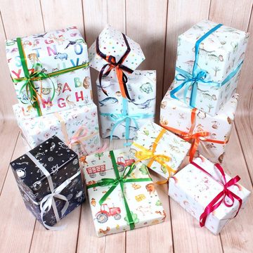 nikima Packpapier Weihnachten Tiere Geschenkpapier, 5 Bögen