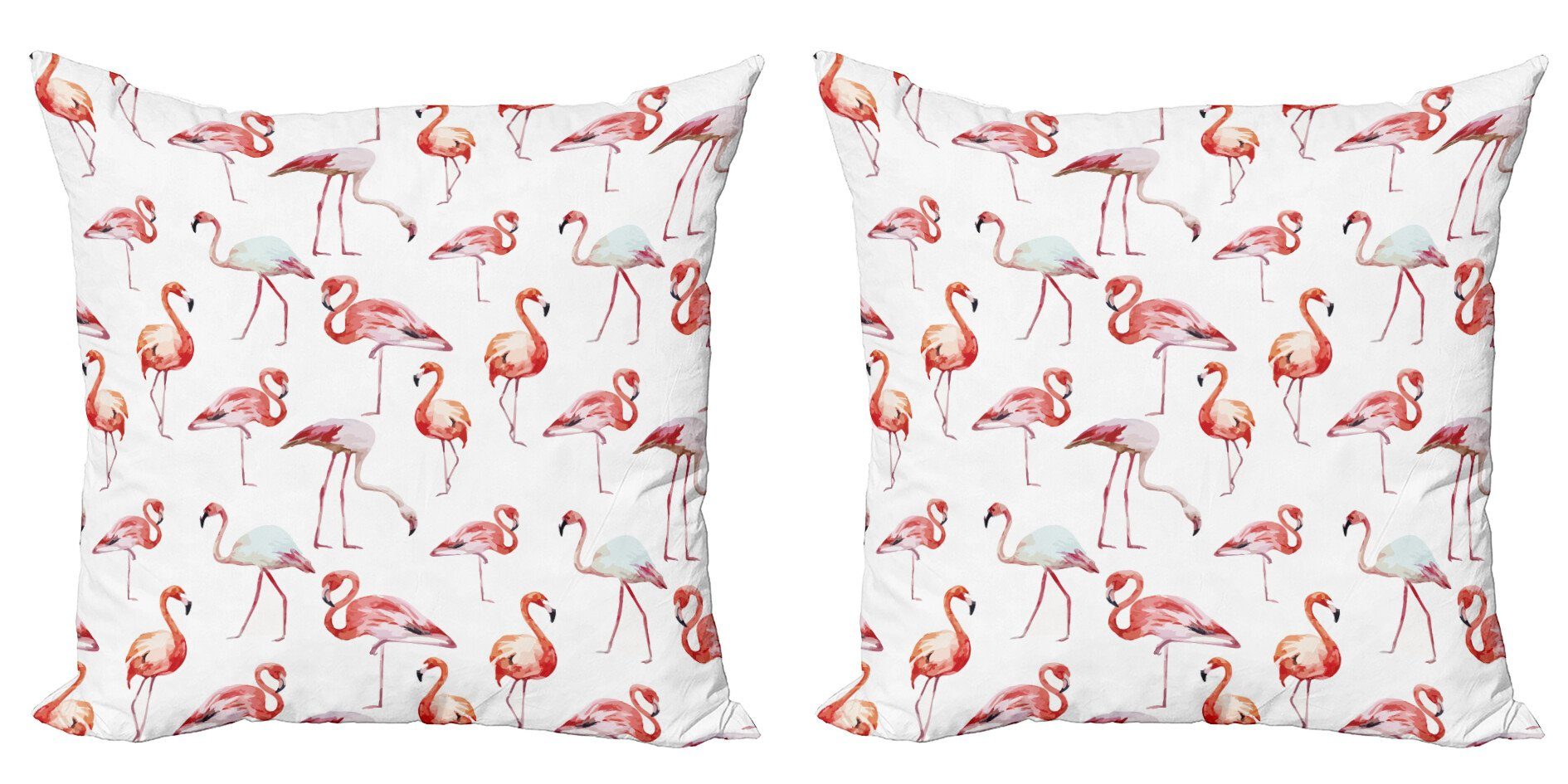 Kissenbezüge Modern Accent Doppelseitiger Digitaldruck, Abakuhaus (2 Stück), Flamingo Exotische Vögel Muster
