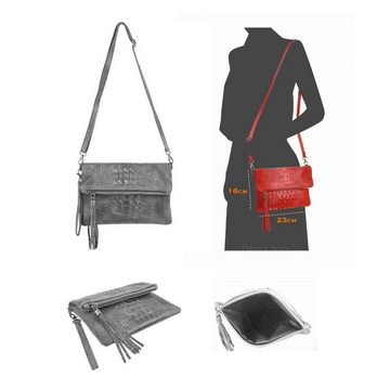ITALYSHOP24 Schultertasche Made in Italy Damen Leder Tasche CrossOver, mit Kroko Prägung, als Clutch,Umhängetasche tragbar