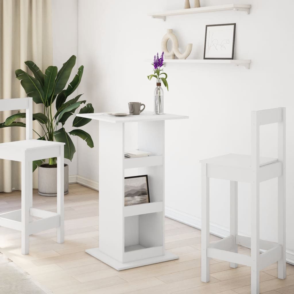 vidaXL Esstisch Bartisch mit Ablagen Weiß günstig online kaufen