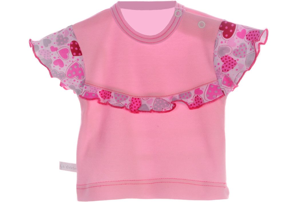 T-Shirt Baby Shirt in Pink mit Herzchen Muster Kurzarmshirt für Neugeborene