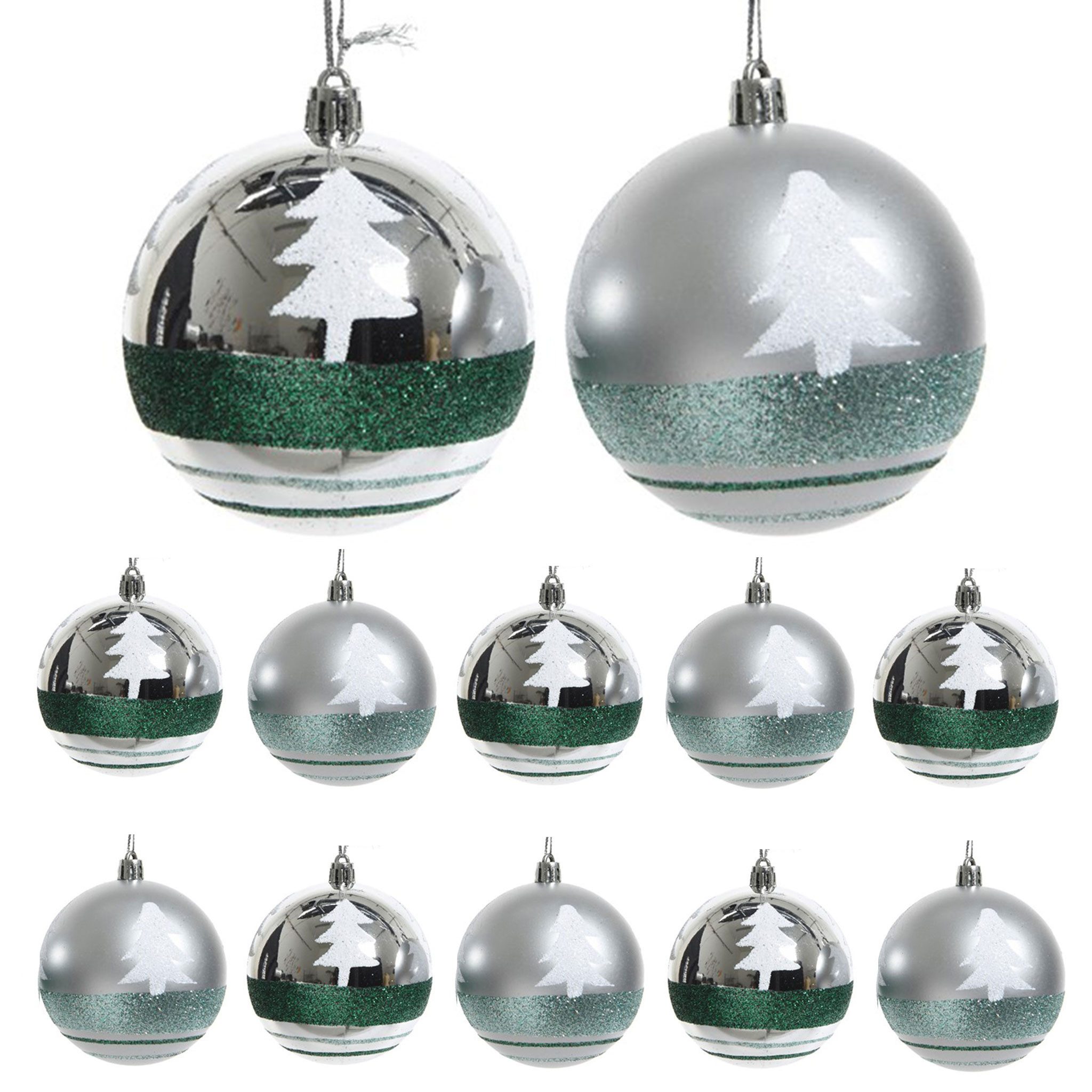 Kaemingk Weihnachtsbaumkugel, Weihnachtskugeln Tannenbaum Kunststoff 8cm, 12er Set