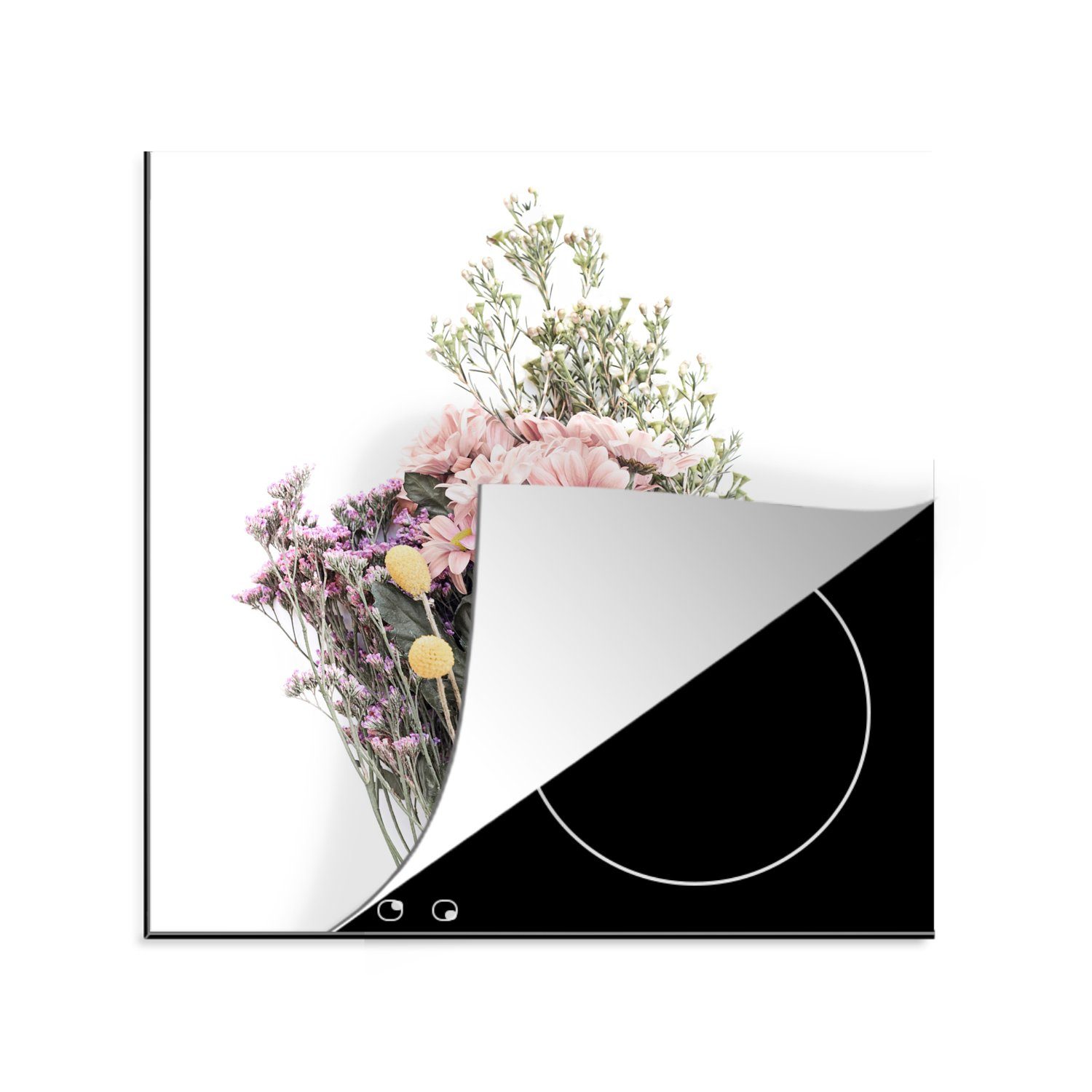 MuchoWow Herdblende-/Abdeckplatte Blumen - Strauß - Natur - Pflanzen - Frühling, Vinyl, (1 tlg), 78x78 cm, Ceranfeldabdeckung, Arbeitsplatte für küche