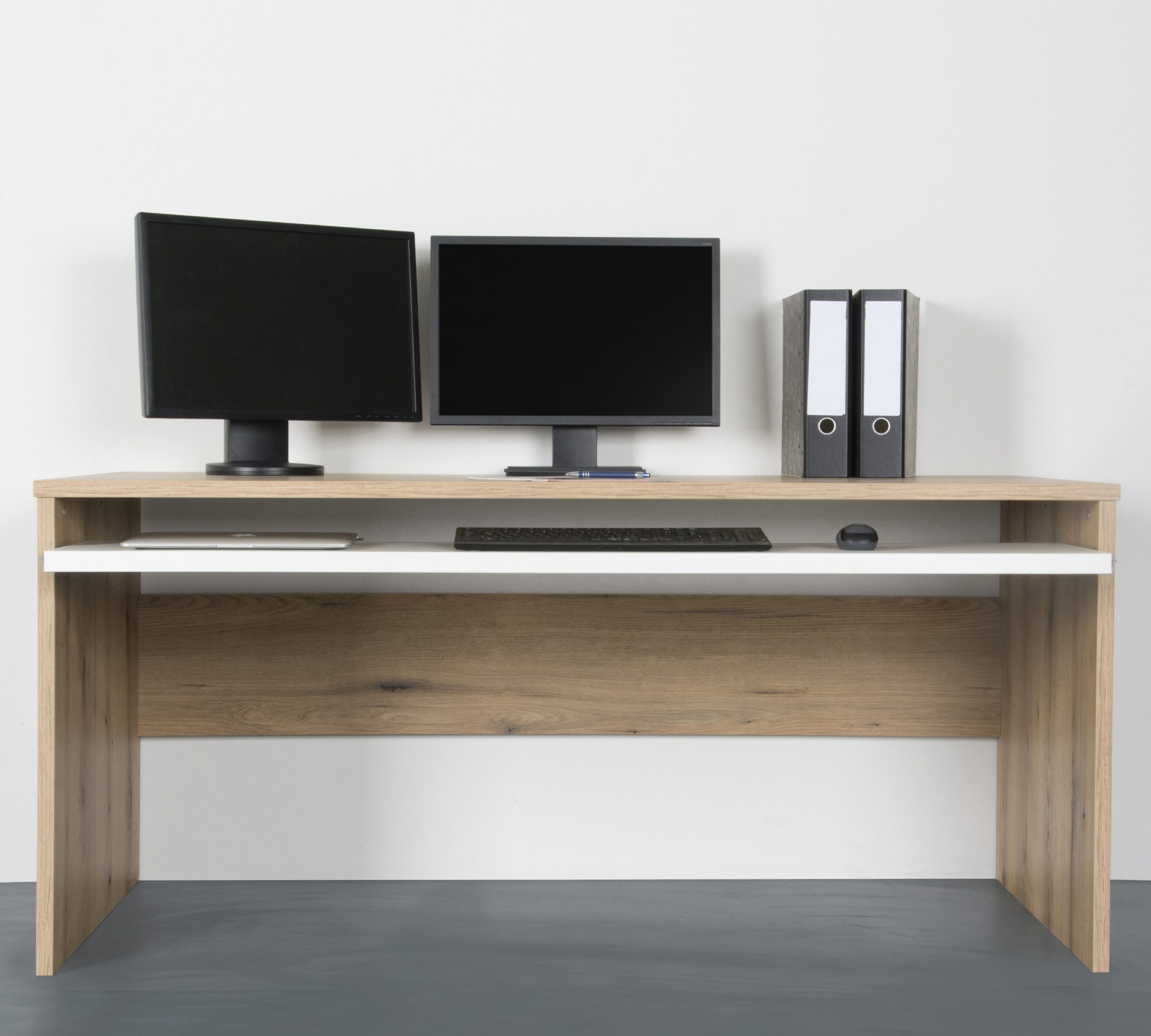 VOGL Möbelfabrik Schreibtisch Barrie mit 2-farbigem Tastaturauszug, in 2 Breiten, 2,5 cm Tischplattenstärke, Made in Germany