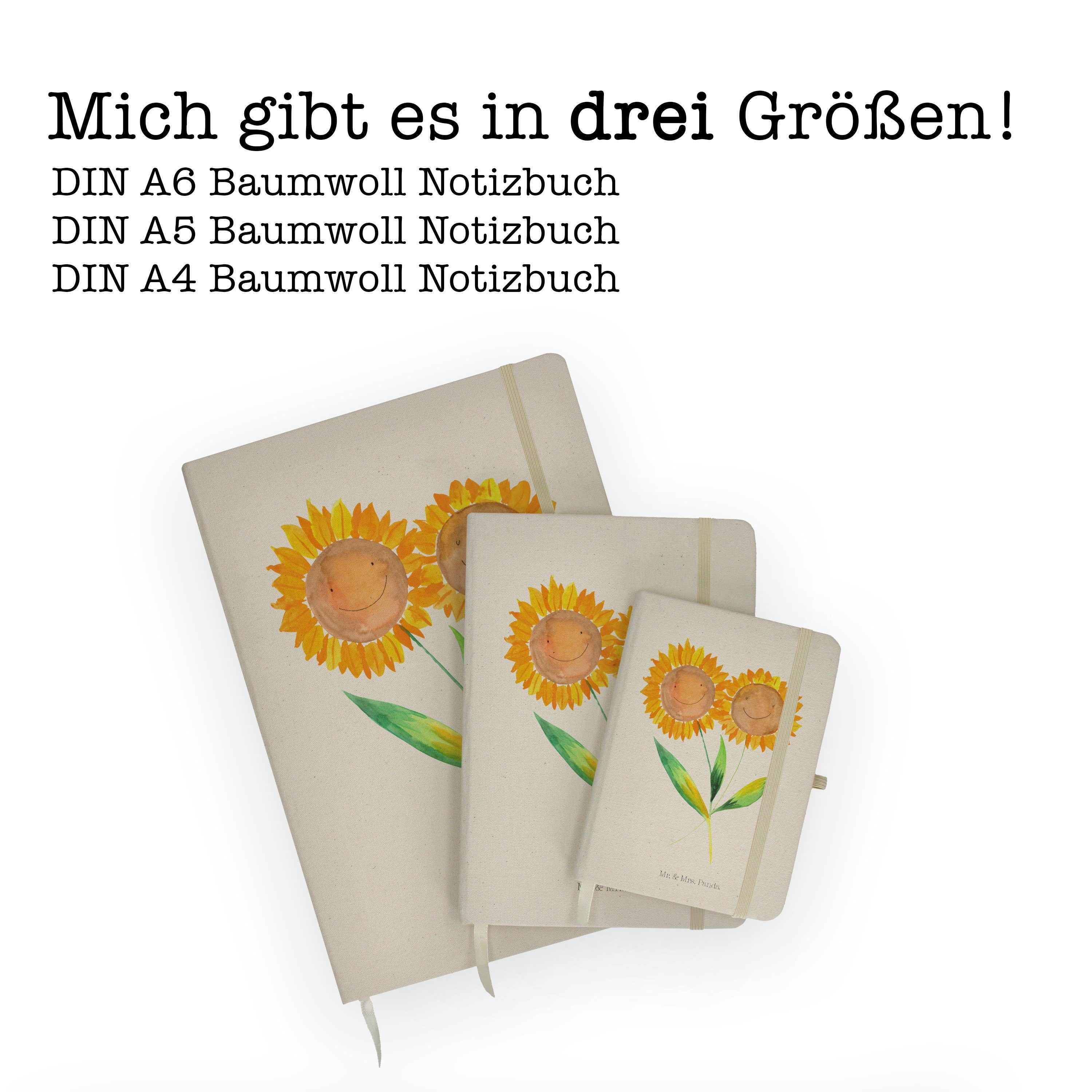 Mr. & Mrs. - Adressbu & Schreibbuch, Geschenk, Panda Mr. Mrs. Sonnenblume Transparent Panda Notizbuch Pflanzen, 