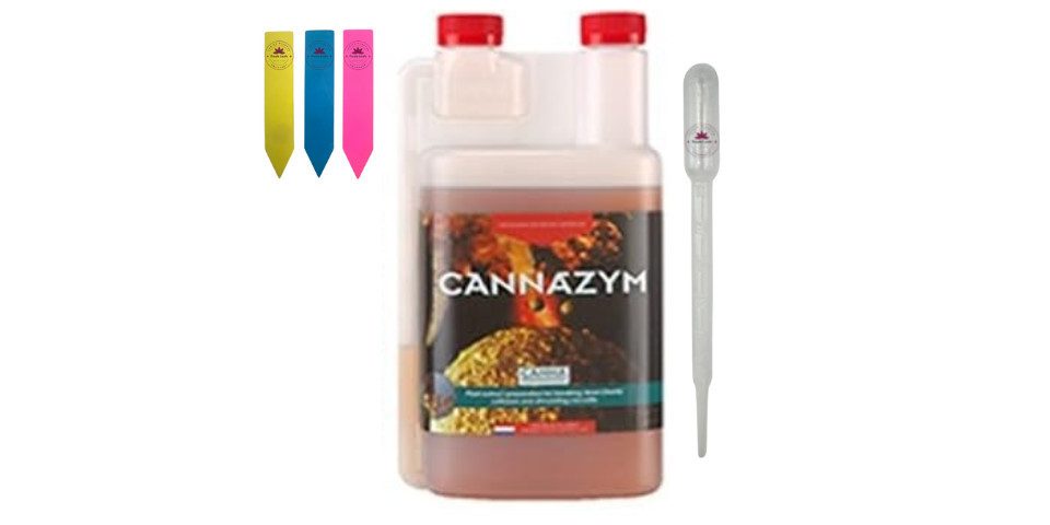 Canna Pflanzendünger Canna Cannazym, Produkt inkl. Dosierpipette und Pflanzenschildern, Flüssiger Zusatz zur Substrat- und Wurzelpflege
