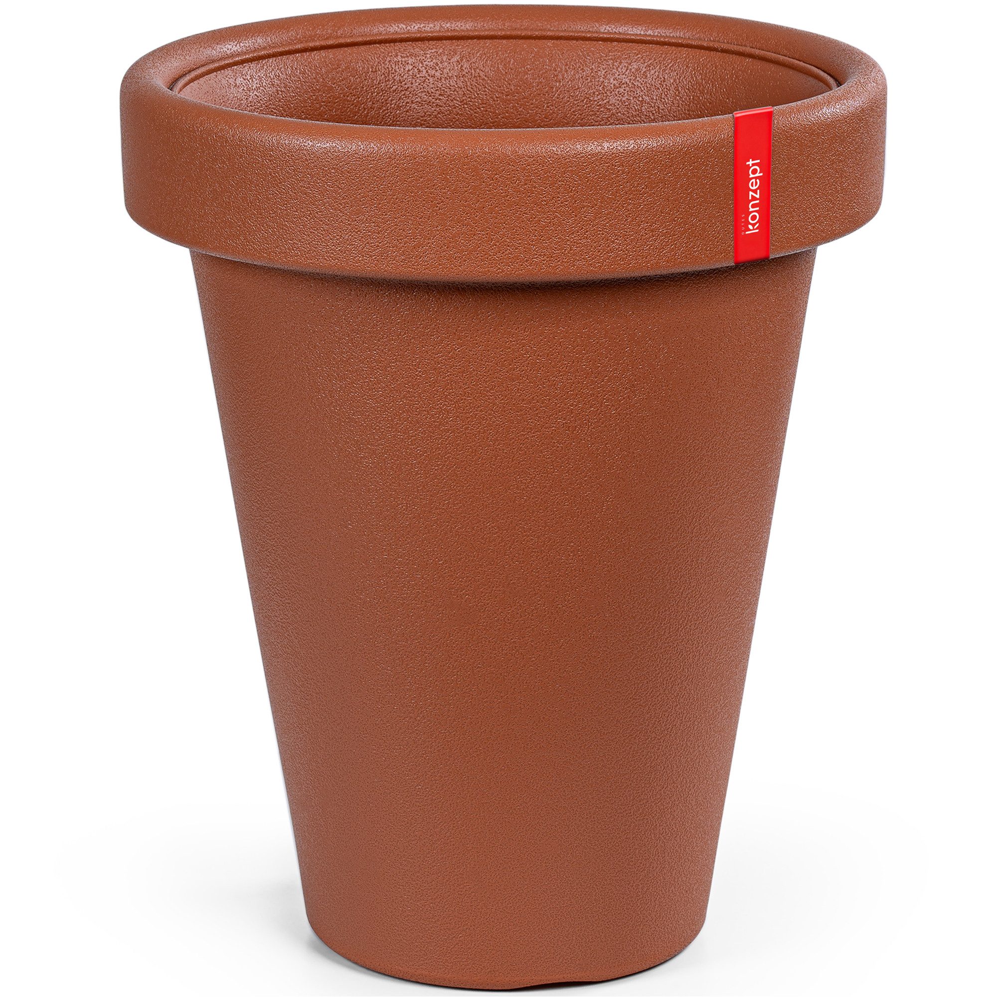 KONZEPT Übertopf 39 cm Durchmesser, H 46 cm, 26,5 L, aus Kunststoff in Stein-Optik, Stein-Optik, Konische Form, Geprägter Rand, 26,5 L