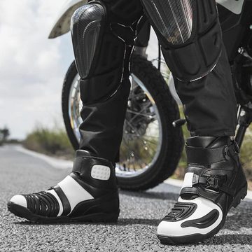 UE Stock Motorradschuhe Motorradstiefel Knöchelhohe Gr. 48 Schwarz Weiß Motorradstiefel Sicherheit und Schutz