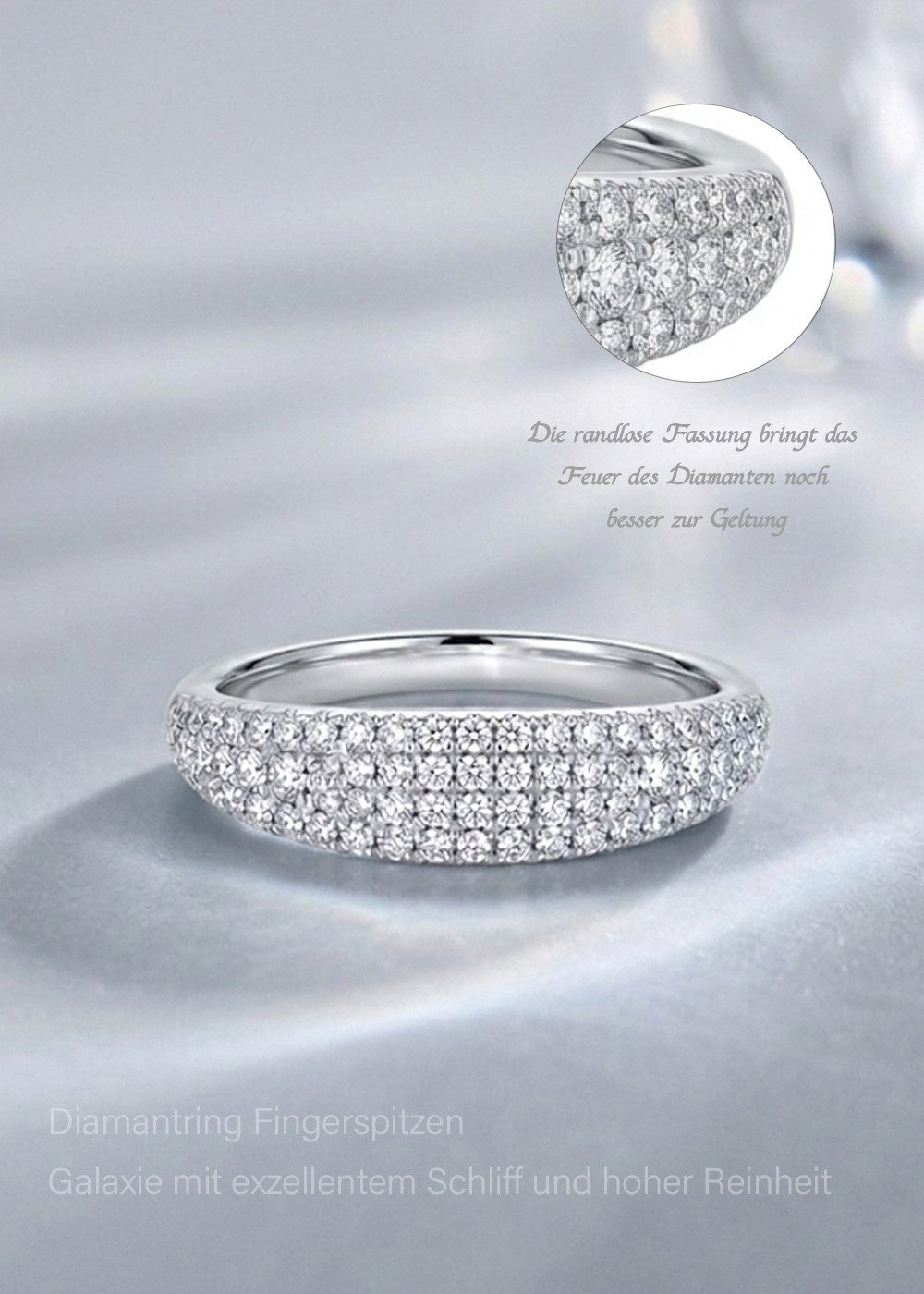 Meeye Diamantring Damenring mit synthetischem Diamanten, D/E VVS/VS, aus 585er Gold, Diamantring für Damen in Weißgold, Muttertagsgeschenk