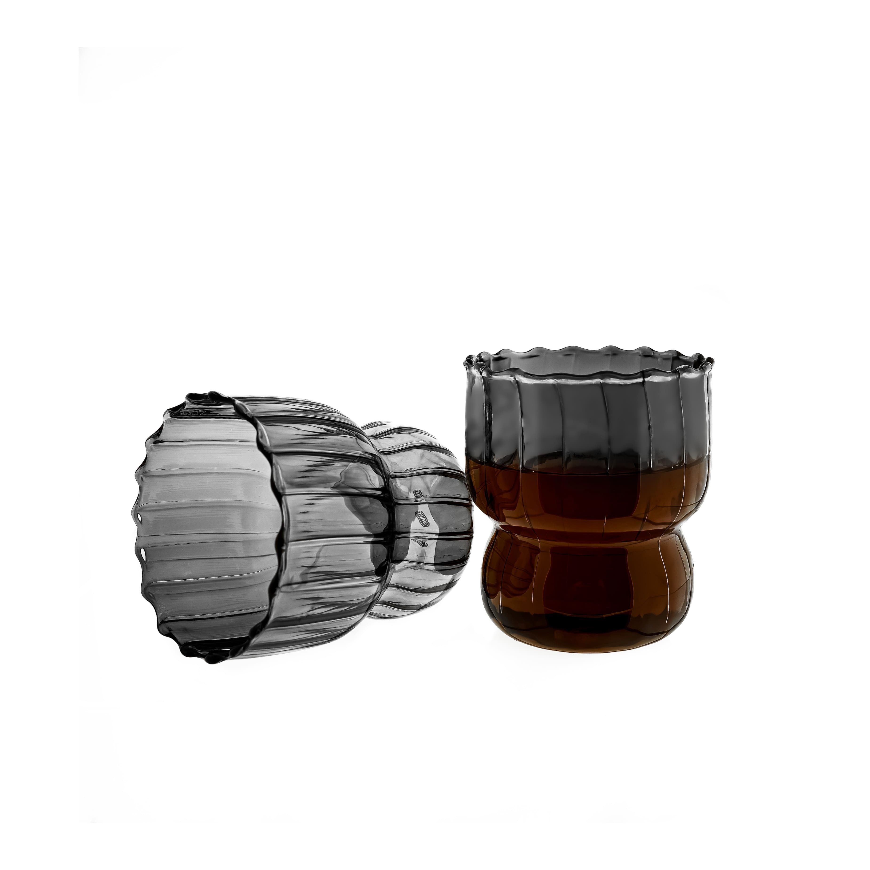 Mulex Glas Moderne Gläser 300 ml Riffle Design Trinkgläser aus Borosilikatglas, 2-tlg.