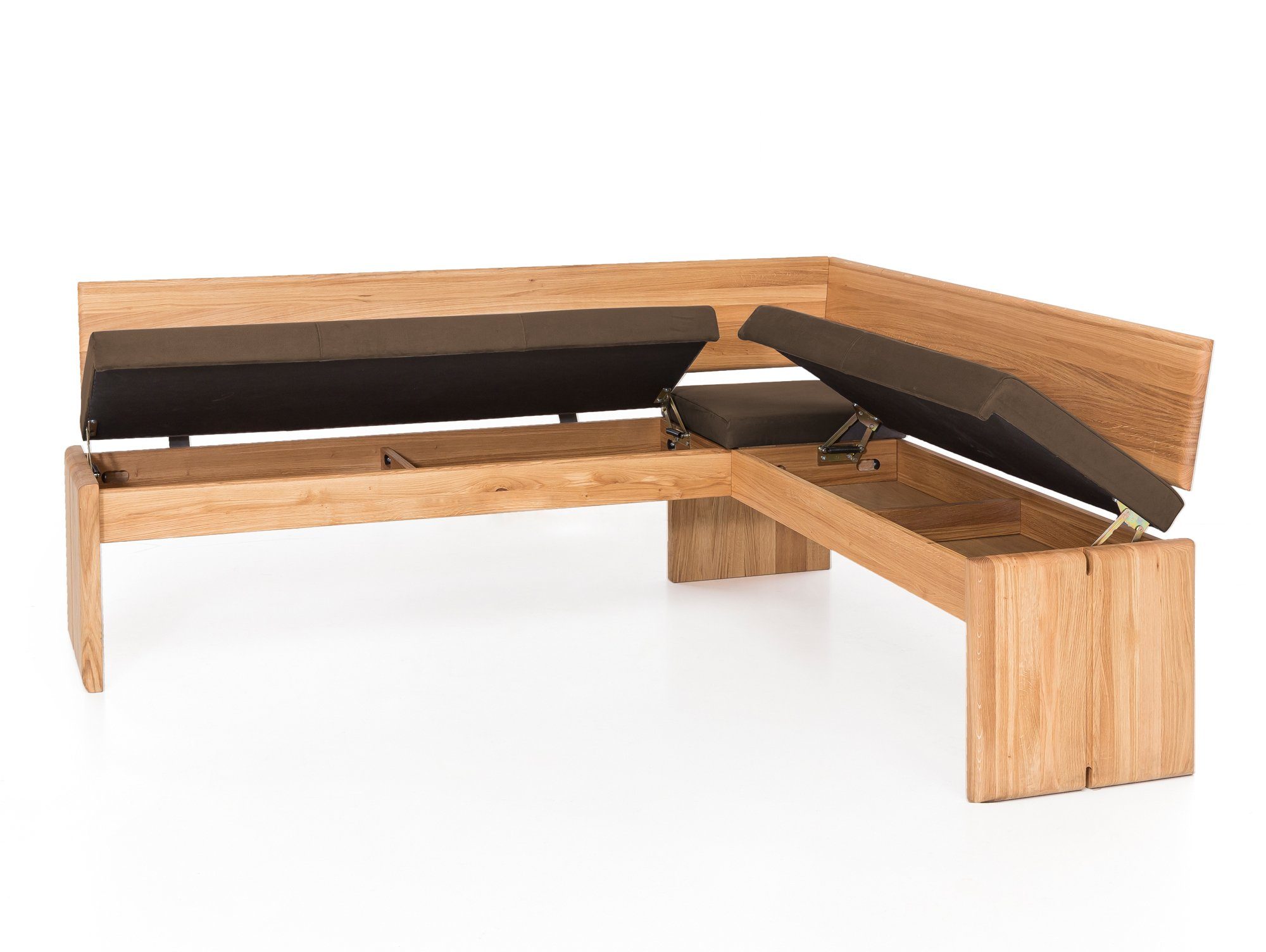 Moebel-Eins Eckbank, SCOTT Eckbank mit Truhe, Material Massivholz/Bezug Kunstfaser