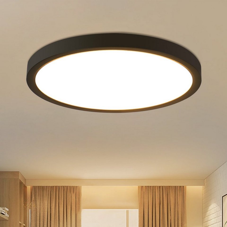 Nettlife Deckenleuchten LED Deckenlampe Badlampe Flaches Design IP44 22cm  15W, Wasserdicht , Energie sparen, LED fest integriert, Warmweiß, für Küche  Flur Schlafzimmer