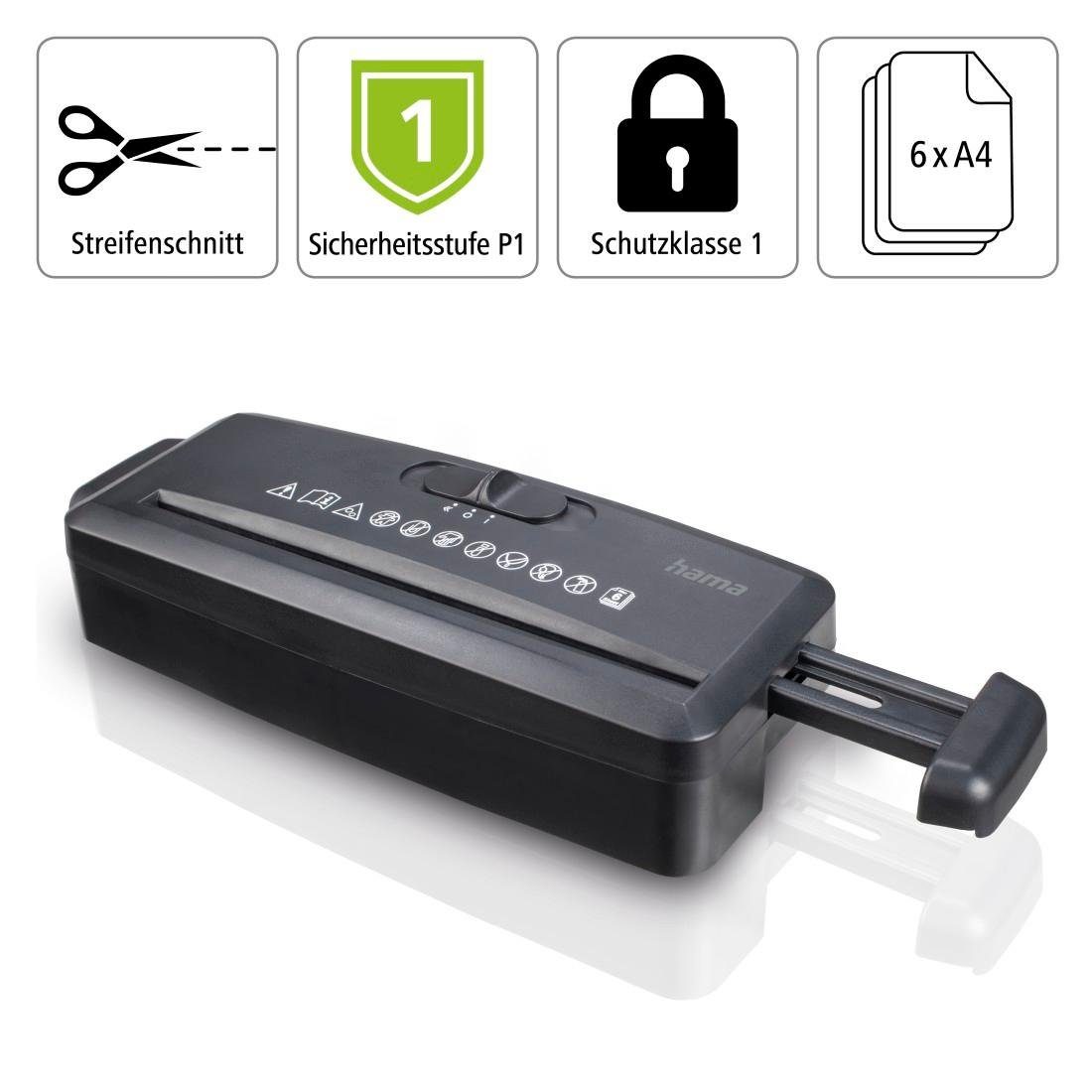 Hama Aktenvernichteraufsatz "Mini S6", Schredder mit Sicherheitsstufe P1