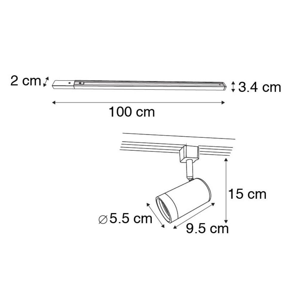 Qazqa Schienensystem-Sets Iconic jeana, ohne Leuchtmittel, GU10, Weiß, Modern, Stahl, Deckenstrahler 14-flammig