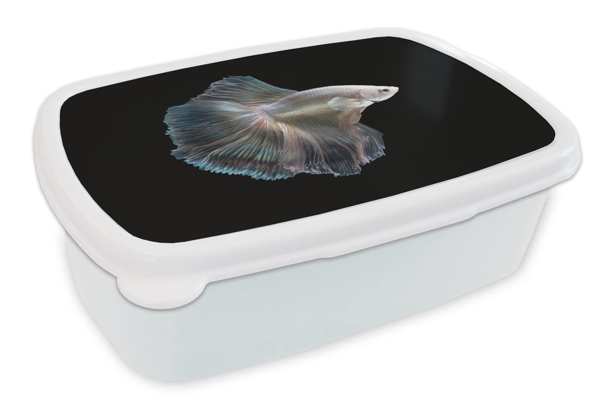 MuchoWow Lunchbox Fisch - Schwanz - Weiß, Kunststoff, (2-tlg), Brotbox für Kinder und Erwachsene, Brotdose, für Jungs und Mädchen | Lunchboxen
