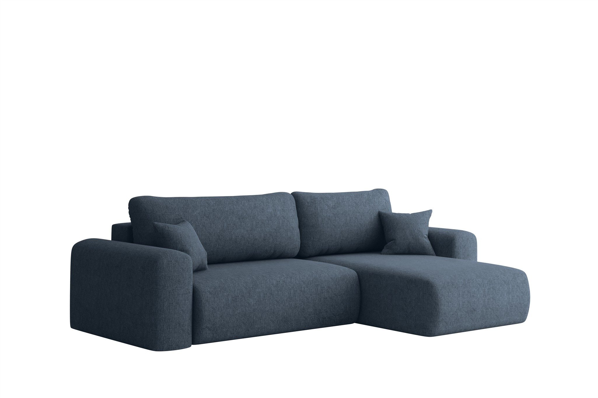 Fun Möbel Ecksofa Schlafsofa FLORA in Stoff, mit Bettkasten und 2 Zierkissen, Ottomane Links oder Rechts